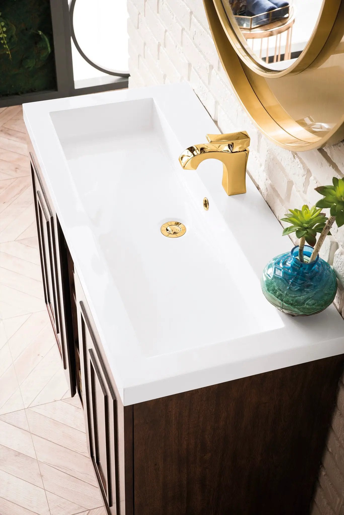 James Martin Alicante' 39.5" Floating Single Bathroom Vanity, Mid-Century Acacia by James Martin