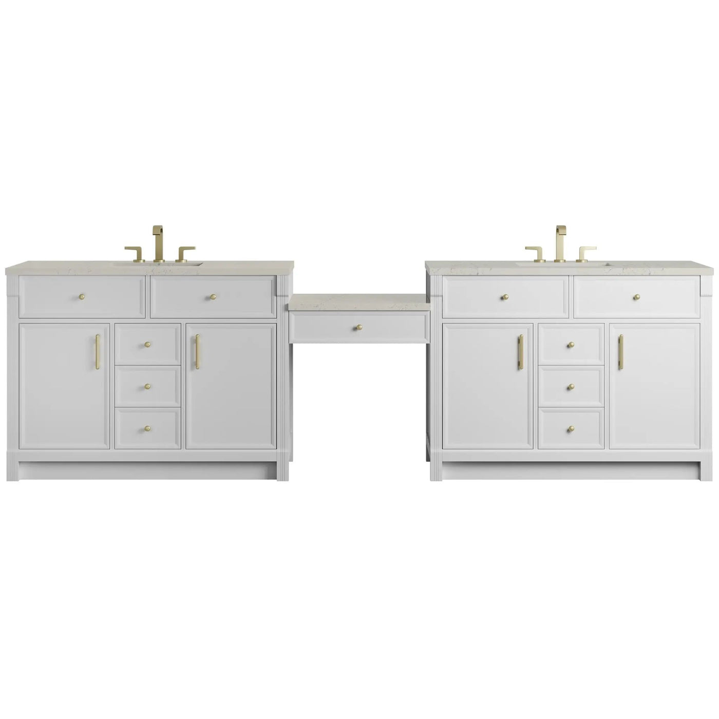 James Martin Bellshire 120" Double Bathroom Vanity, Bright White by James Martin