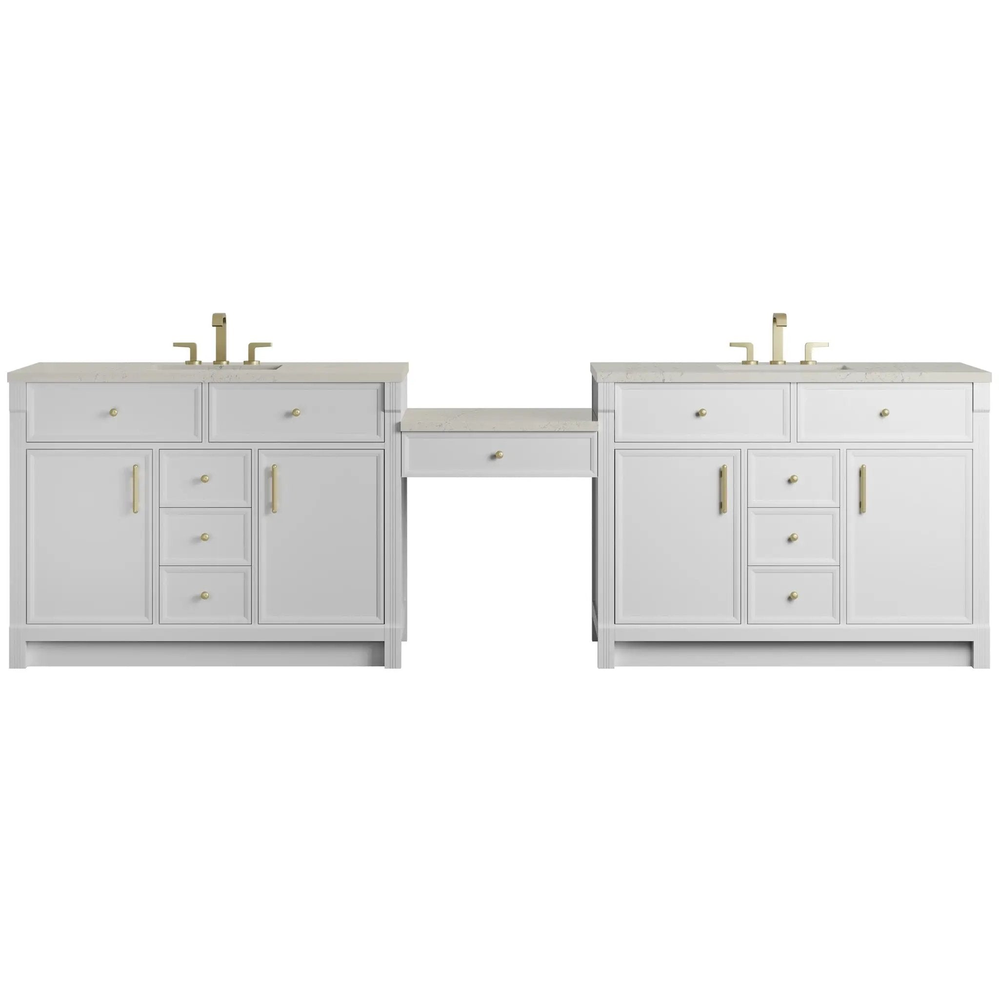 James Martin Bellshire 120" Double Bathroom Vanity, Bright White by James Martin