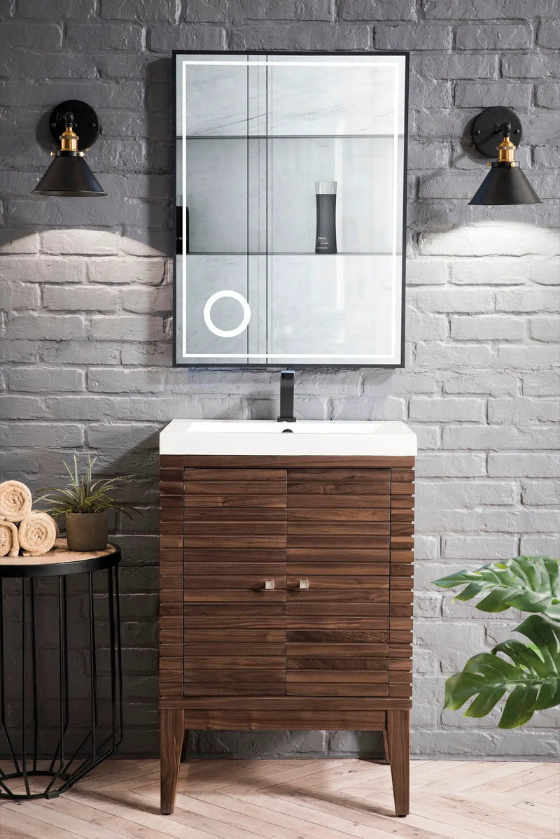 James Martin Linden 24" Dual Mount Single Bathroom Vanity, Mid-Century Walnut by James Martin