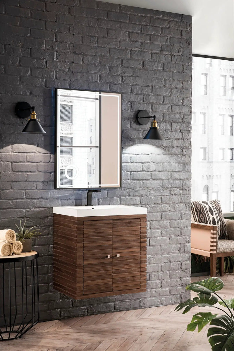 James Martin Linden 24" Dual Mount Single Bathroom Vanity, Mid-Century Walnut by James Martin