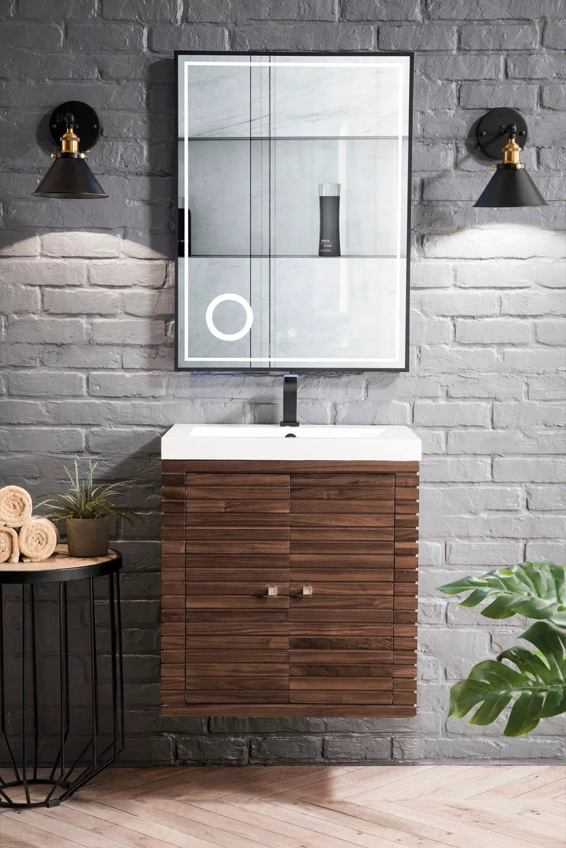 James Martin Linden 24" Dual Mount Single Bathroom Vanity, Mid-Century Walnut by James Martin