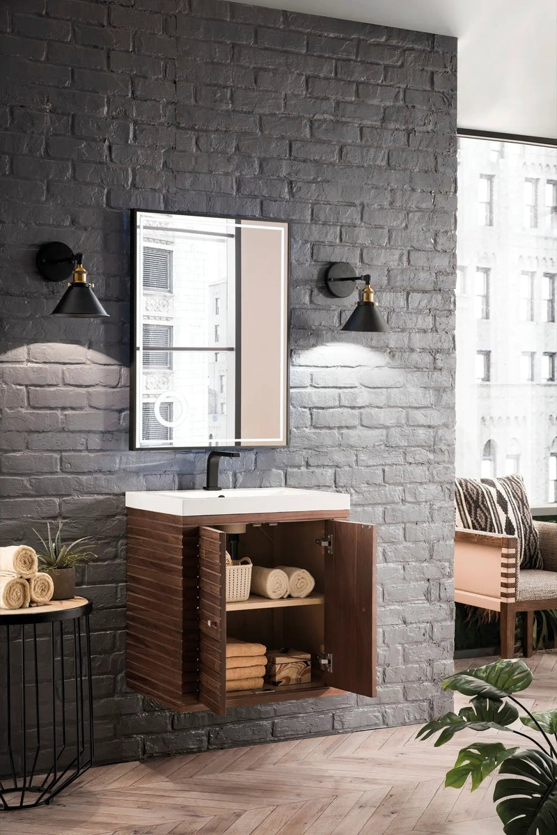 James Martin Linden 24" Dual Mount Single Bathroom Vanity, Mid-Century Walnut by James Martin