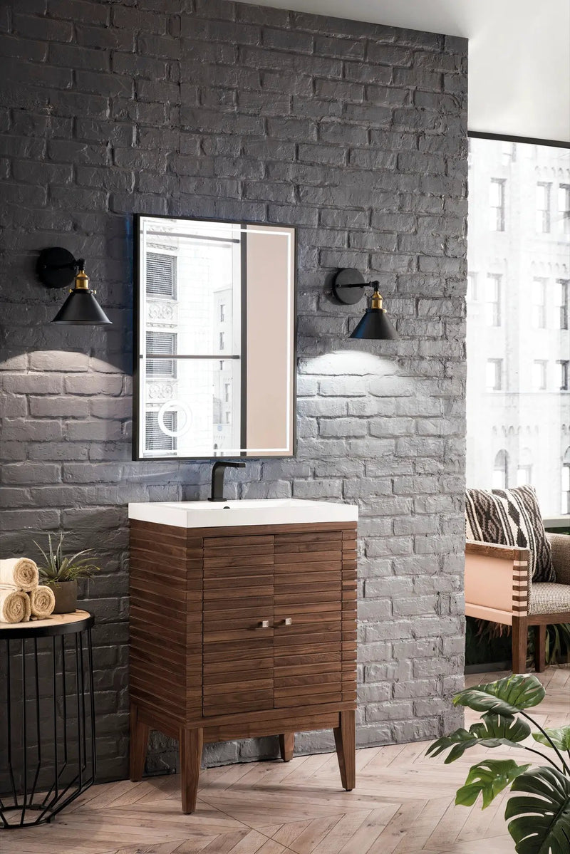 James Martin Linden 24" Dual Mount Single Bathroom Vanity, Mid-Century Walnut by James Martin