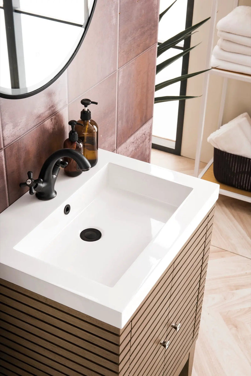 James Martin Linden 24" Dual Mount Single Bathroom Vanity, Whitewashed Walnut by James Martin