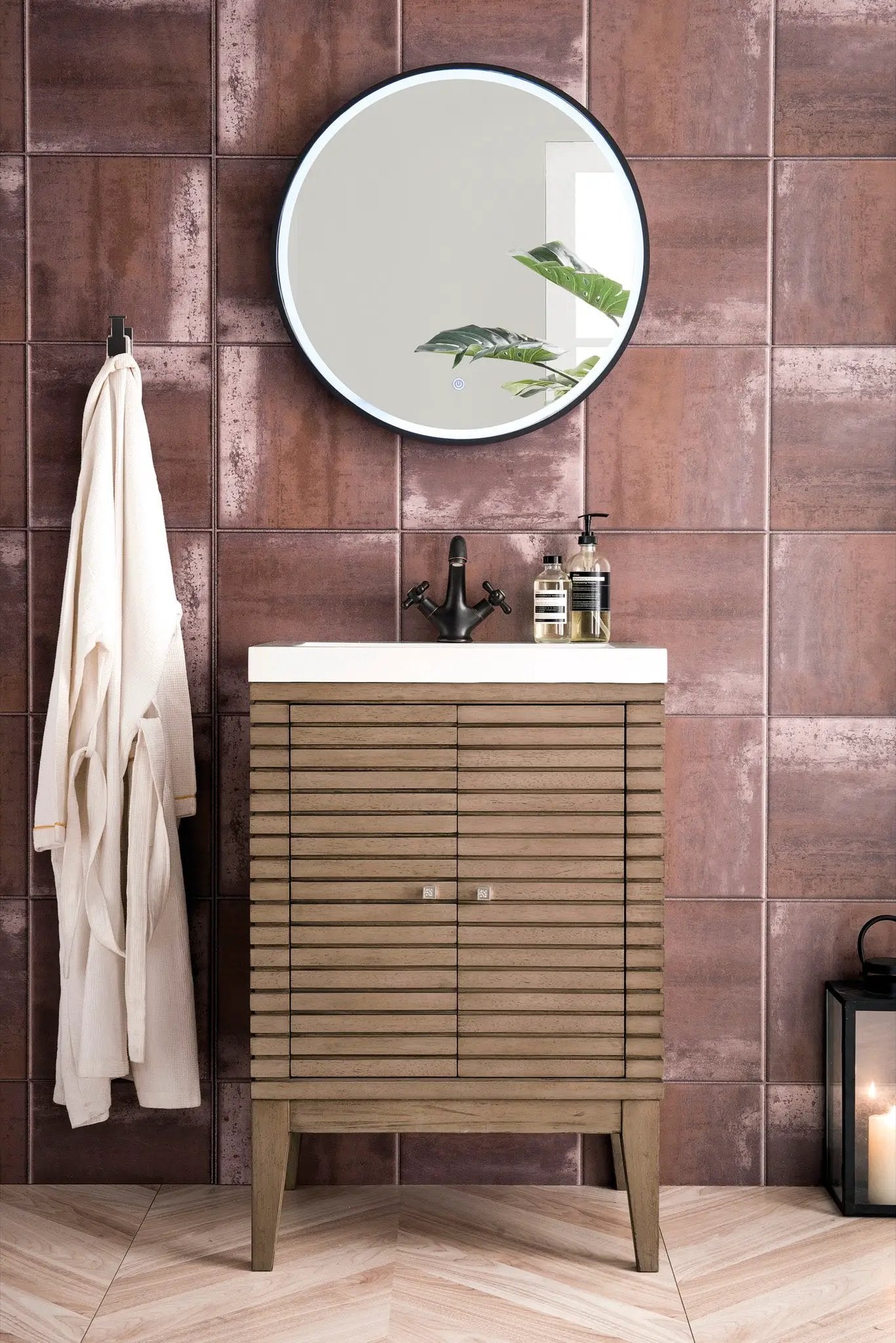 James Martin Linden 24" Dual Mount Single Bathroom Vanity, Whitewashed Walnut by James Martin