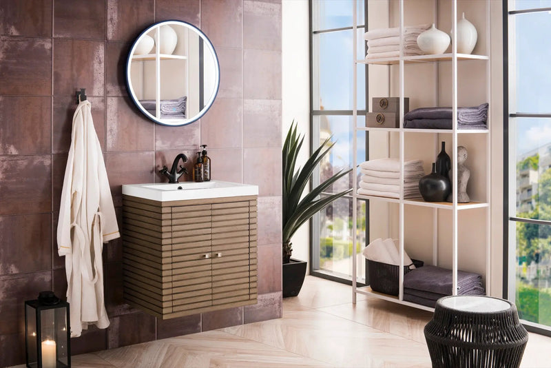 James Martin Linden 24" Dual Mount Single Bathroom Vanity, Whitewashed Walnut by James Martin