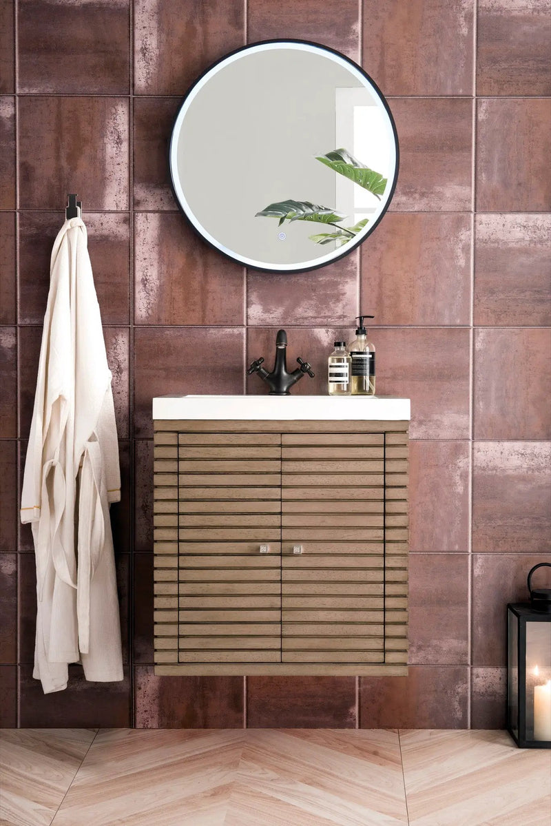 James Martin Linden 24" Dual Mount Single Bathroom Vanity, Whitewashed Walnut by James Martin
