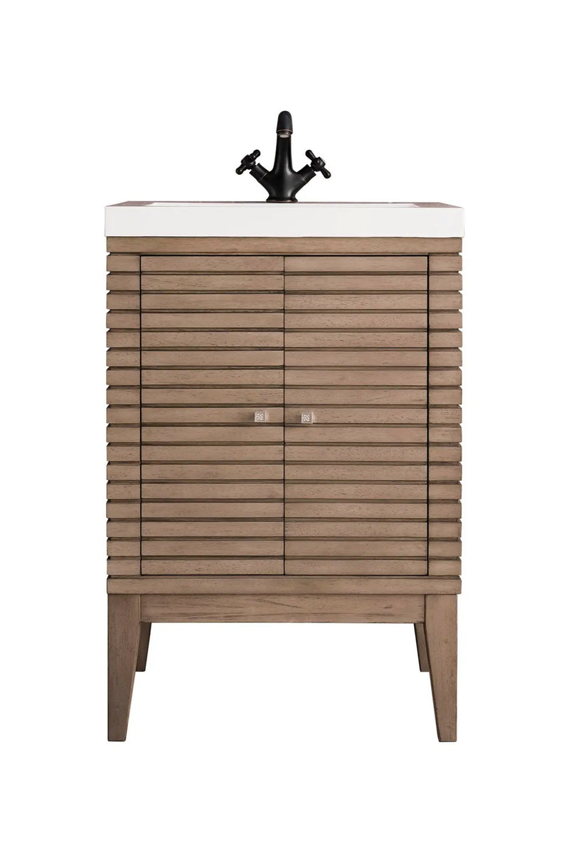 James Martin Linden 24" Dual Mount Single Bathroom Vanity, Whitewashed Walnut by James Martin