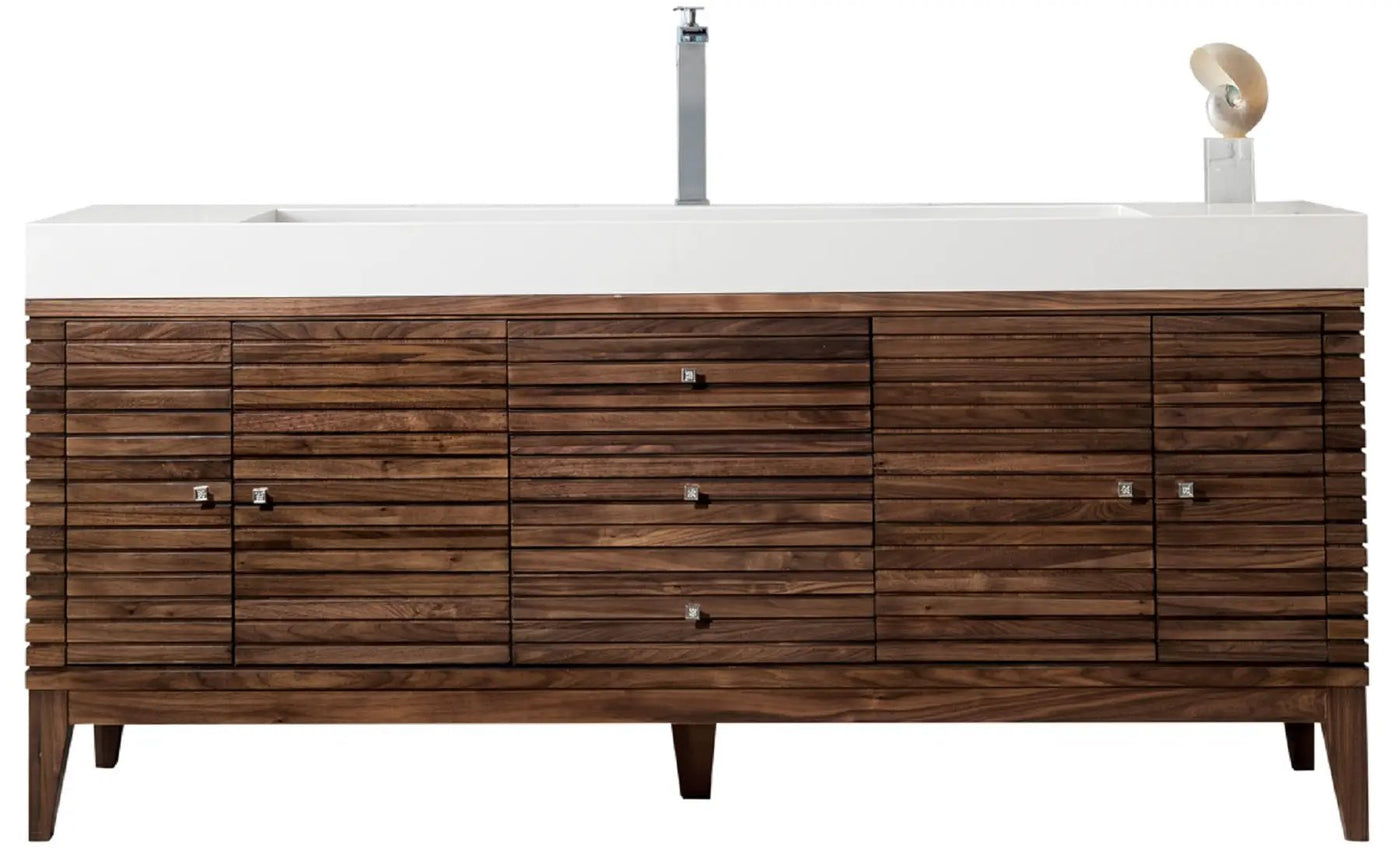 James Martin Linear 72" Single Bathroom Vanity, Mid-Century Walnut by James Martin