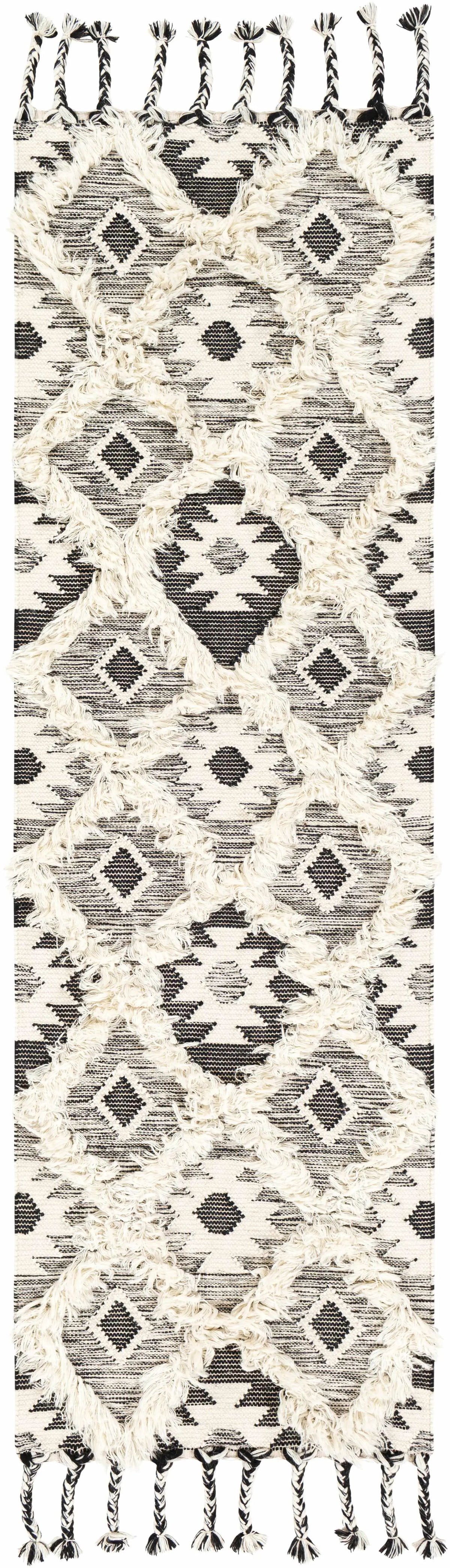 Jarales Cream/Black Tribal Tassel Wool Rug - Clearance, photo 11 of 13