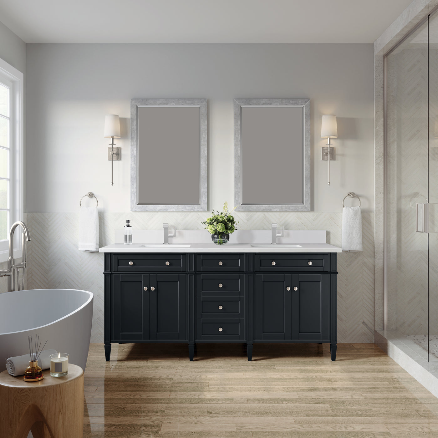 James Martin Brittany 72" Double Bathroom Vanity, Black Onyx, view 40