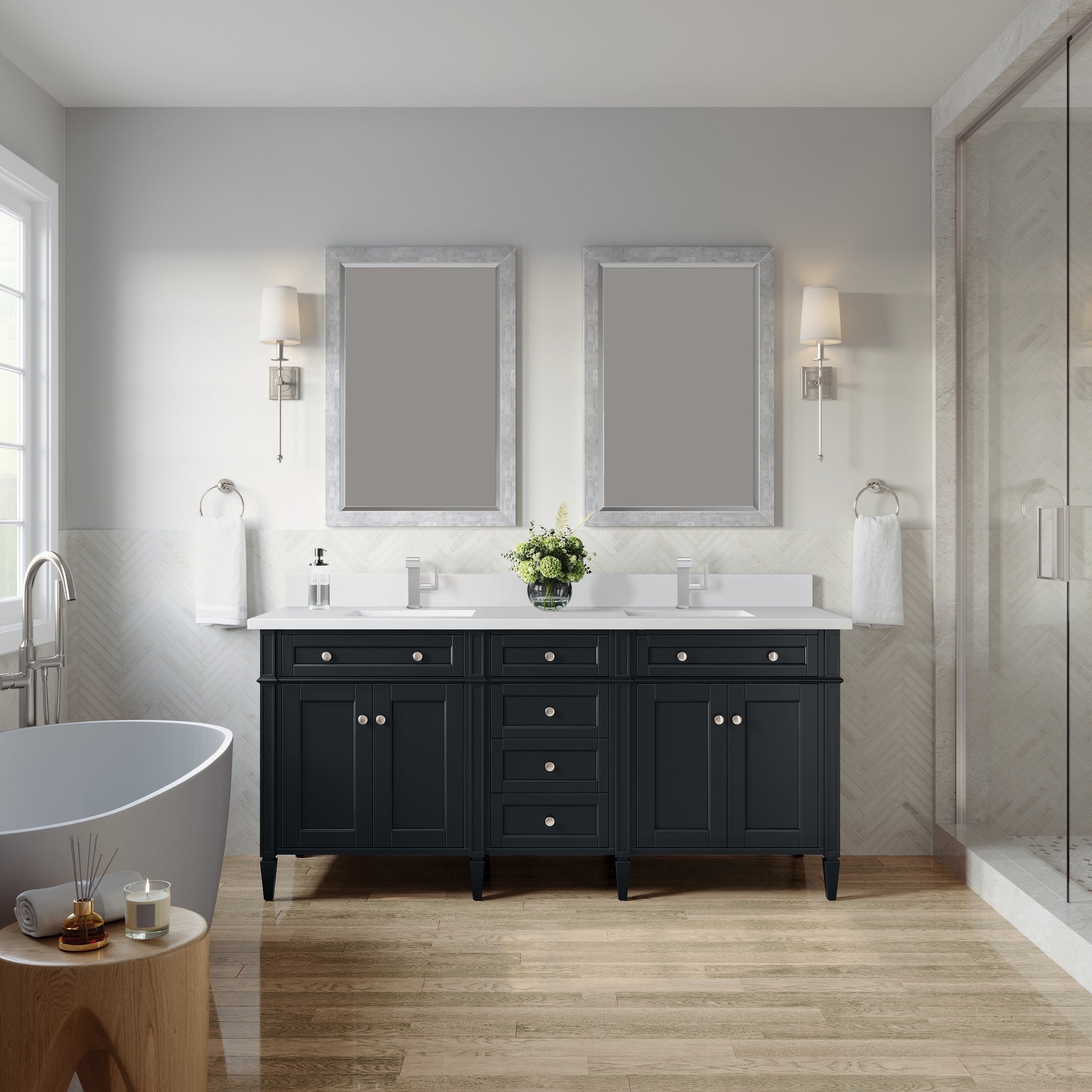 James Martin Brittany 72" Double Bathroom Vanity, Black Onyx, view 40