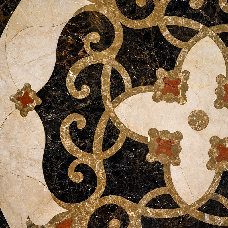 Jasmine Multi Finish Round Marble Medallions 36x36 Marble Multi Finish 36x36 Medallions — 1