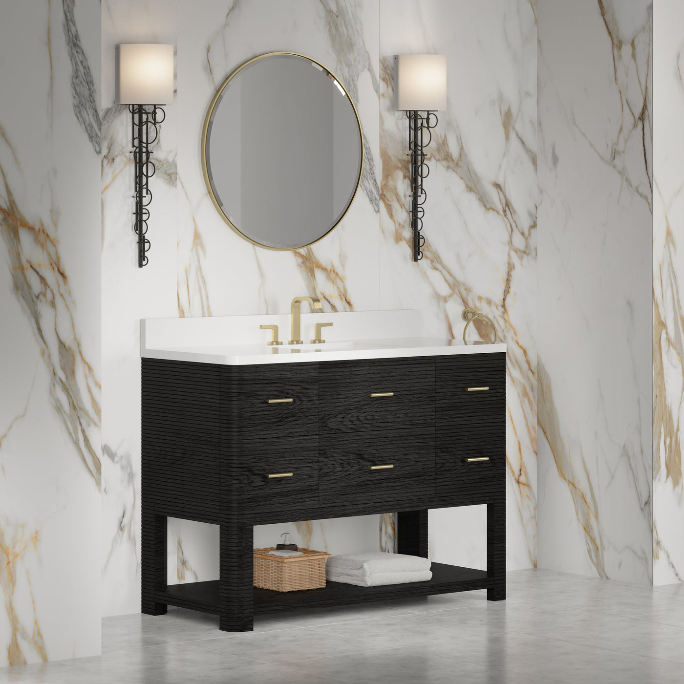 James Martin Lucian 48" Single Bathroom Vanity, Carbon Oak, view 35