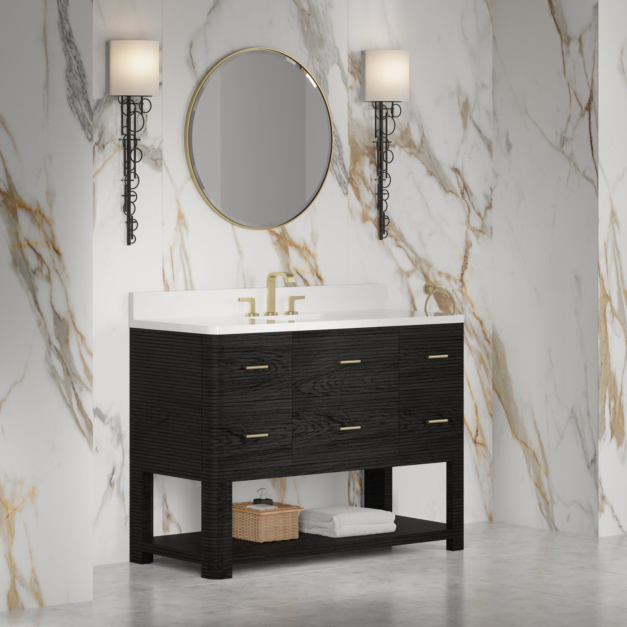 James Martin Lucian 48" Single Bathroom Vanity, Carbon Oak, view 35