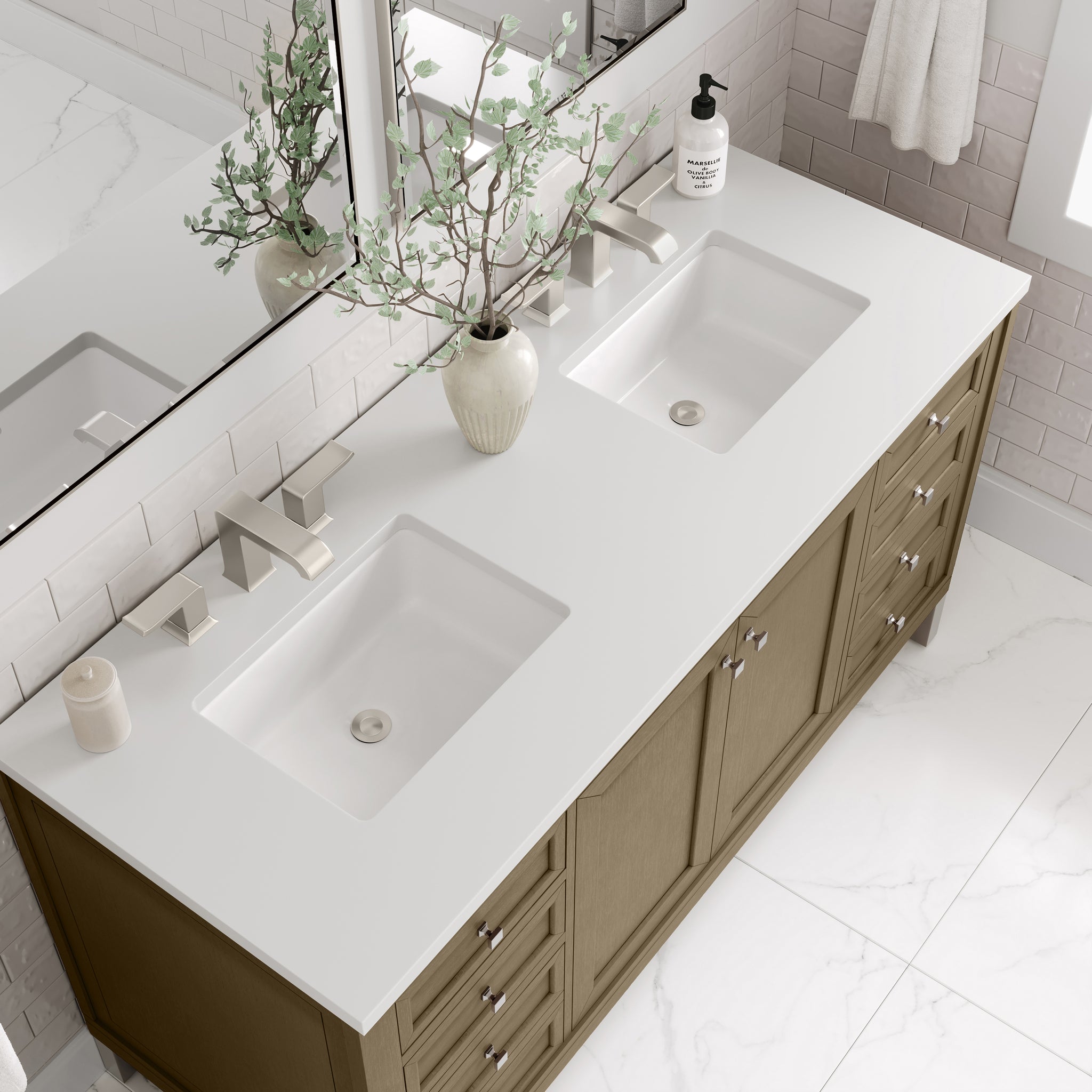 James Martin Chicago 60" Double Bathroom Vanity, Walnut Whisper, view 39