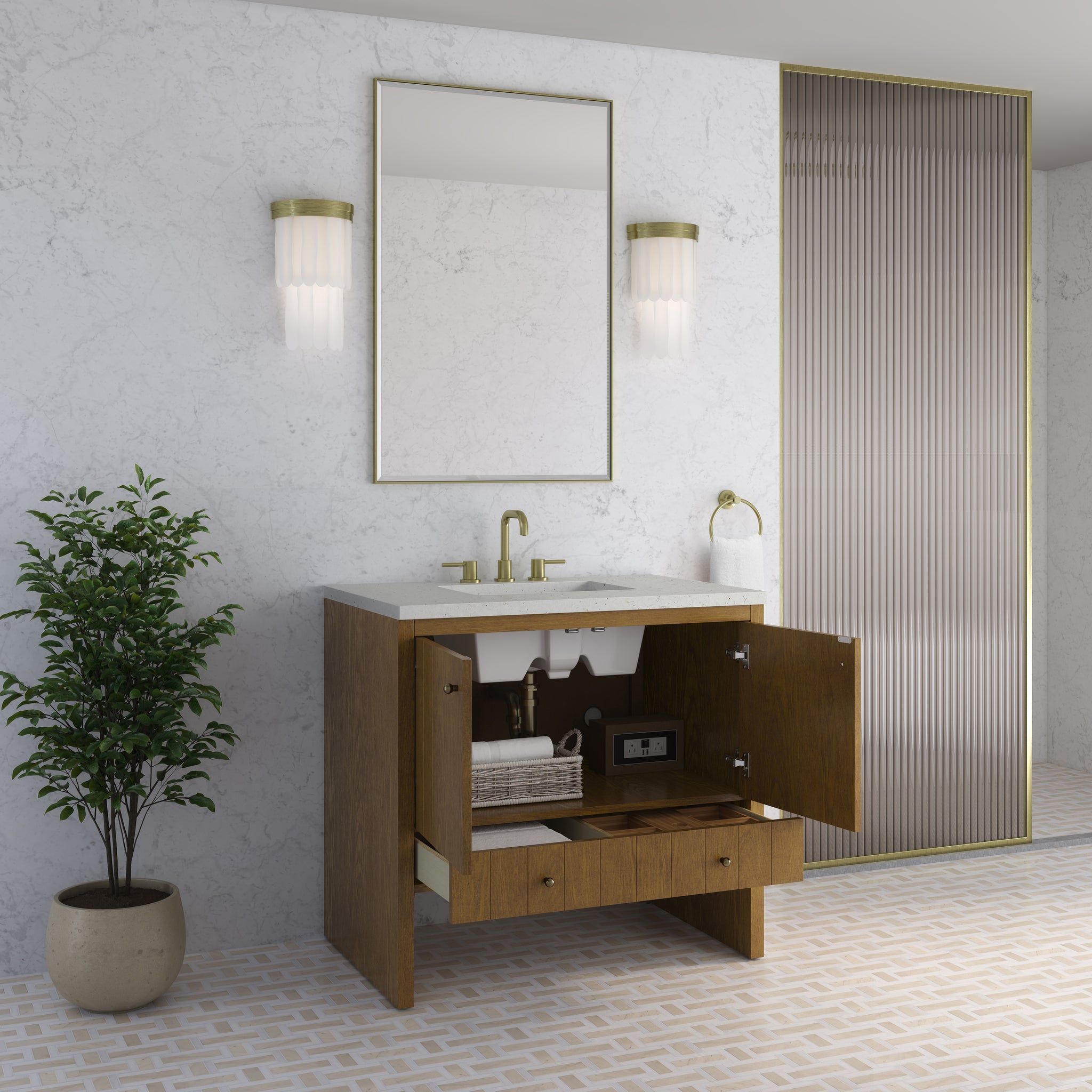 James Martin Hudson 36" Single Bathroom Vanity, Honey Oak, view 27