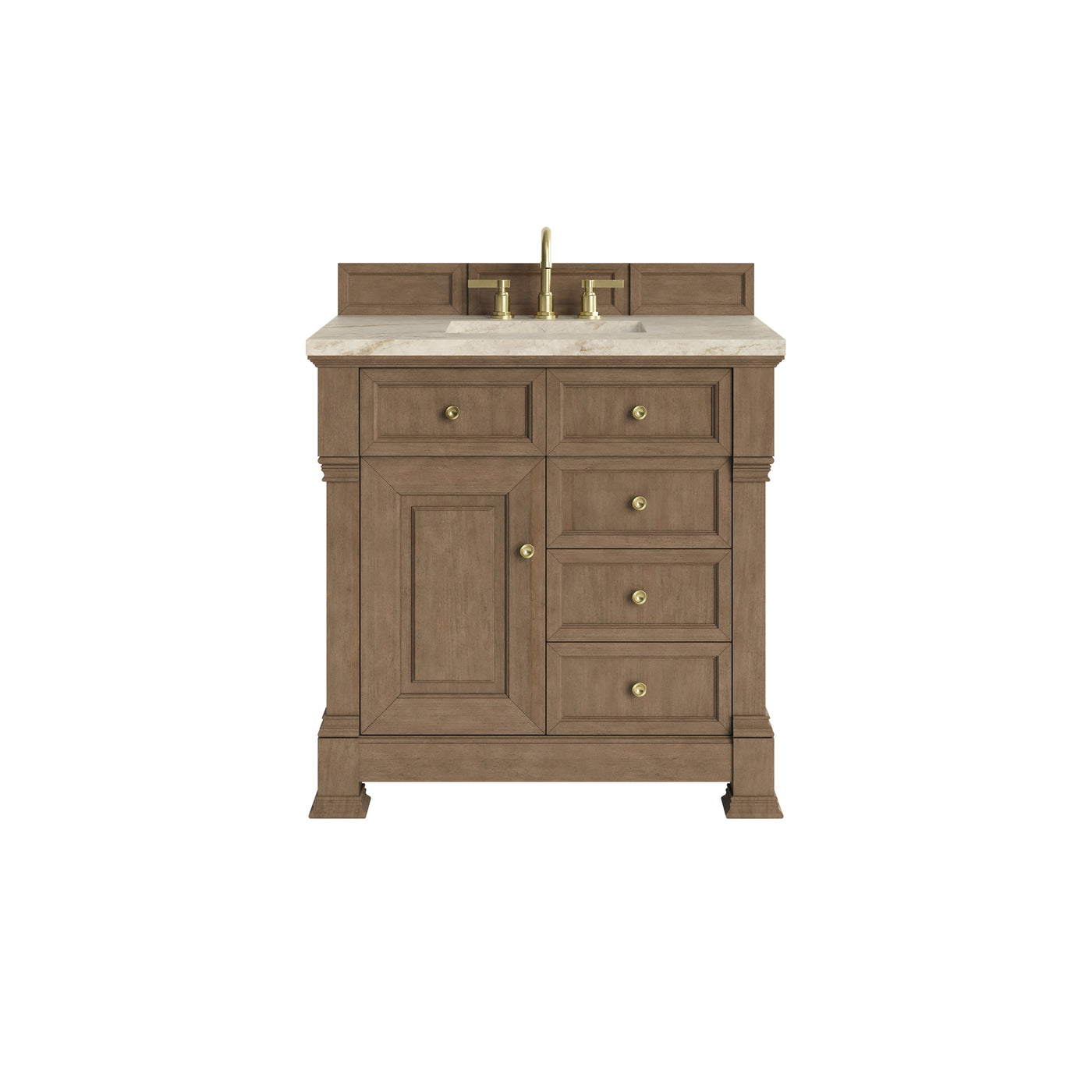 James Martin Brookfield 36" Single Bathroom Vanity, Pecan with Tajnar countertop