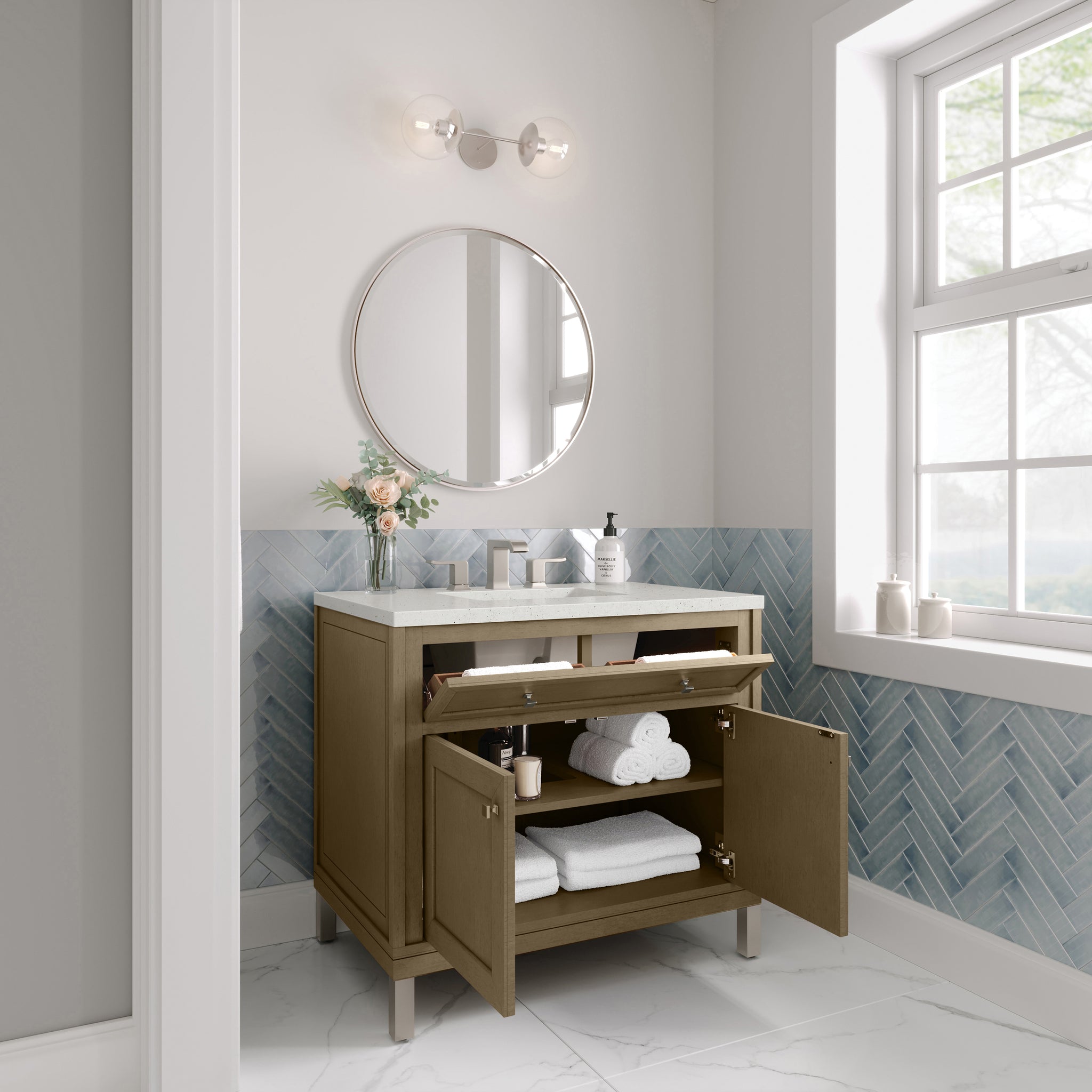 James Martin Chicago 36" Single Bathroom Vanity, Walnut Whisper, view 30