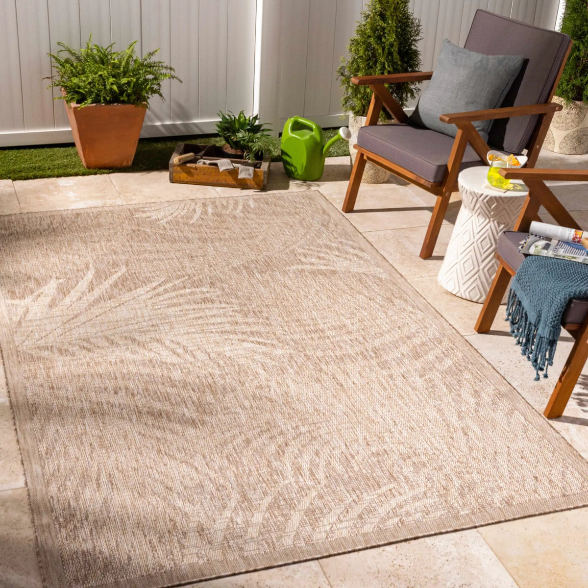 Jens Outdoor Area Rug, installed in a room