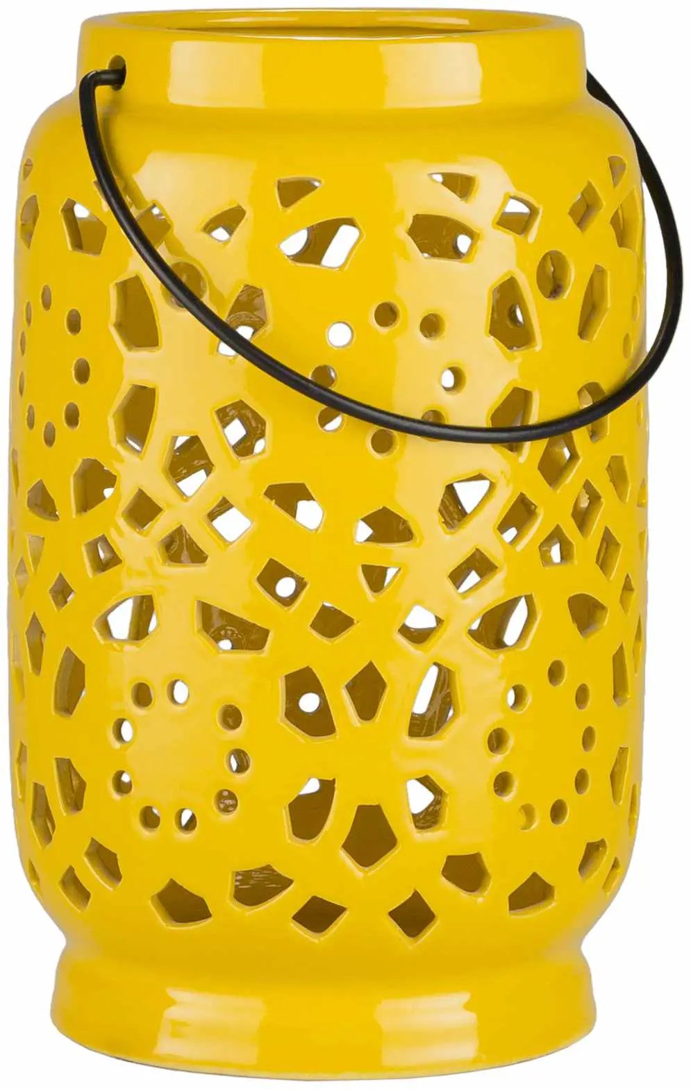 Jeiseyville Yellow Geometric Outdoor Ceramic Lantern by Boutique Rugs