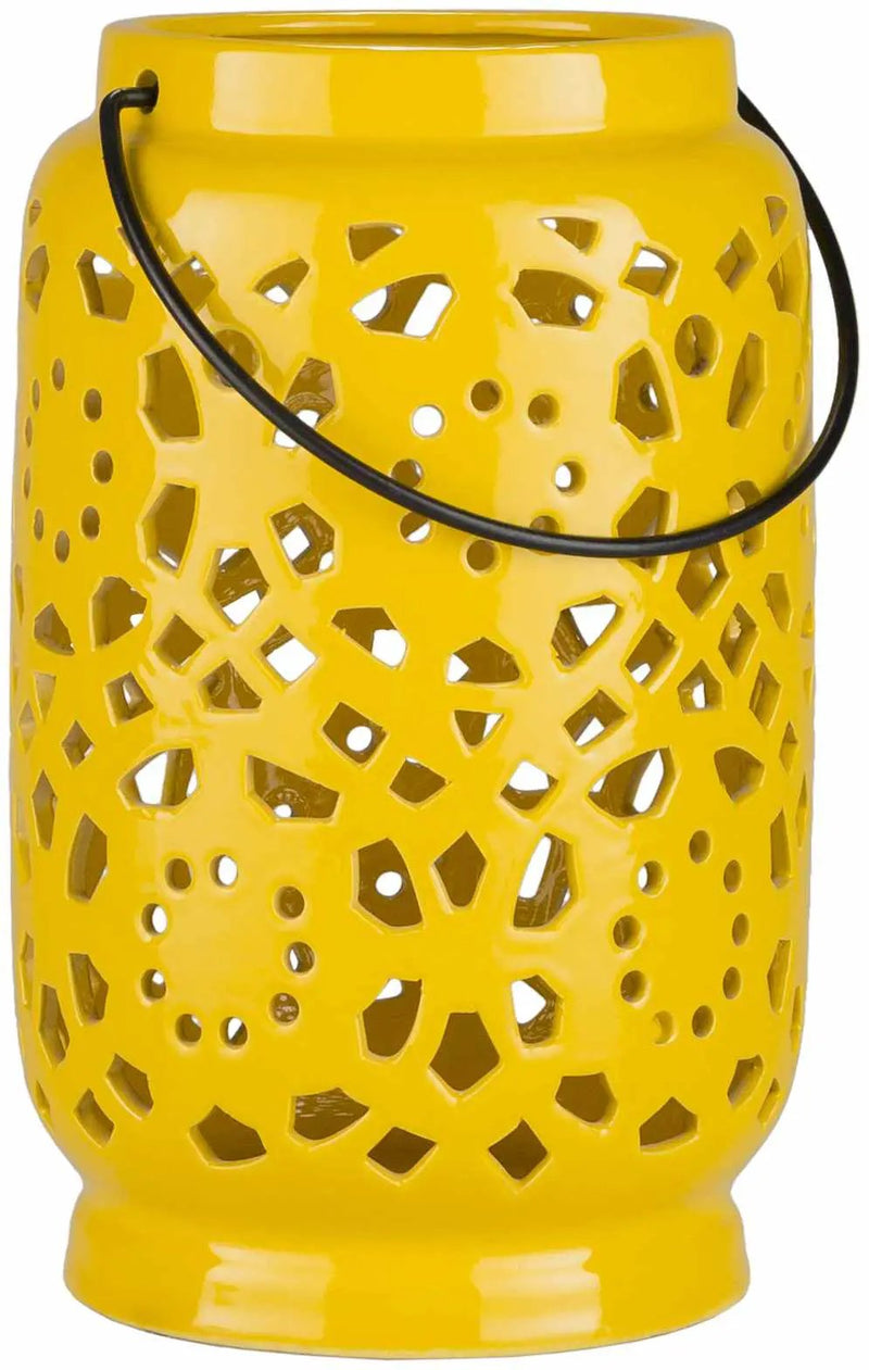 Jeiseyville Yellow Geometric Outdoor Ceramic Lantern by Boutique Rugs