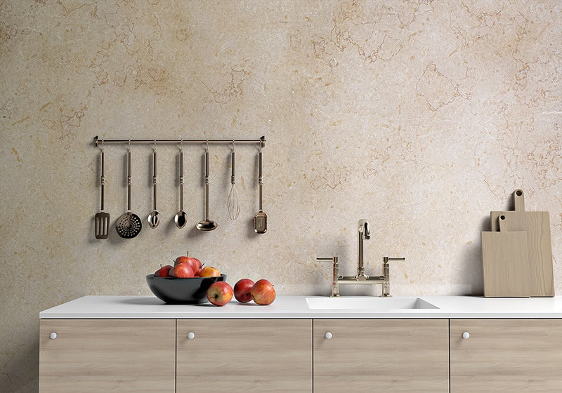 Jerusalem Honey Gold Honed Limestone Slab Random room scene 2