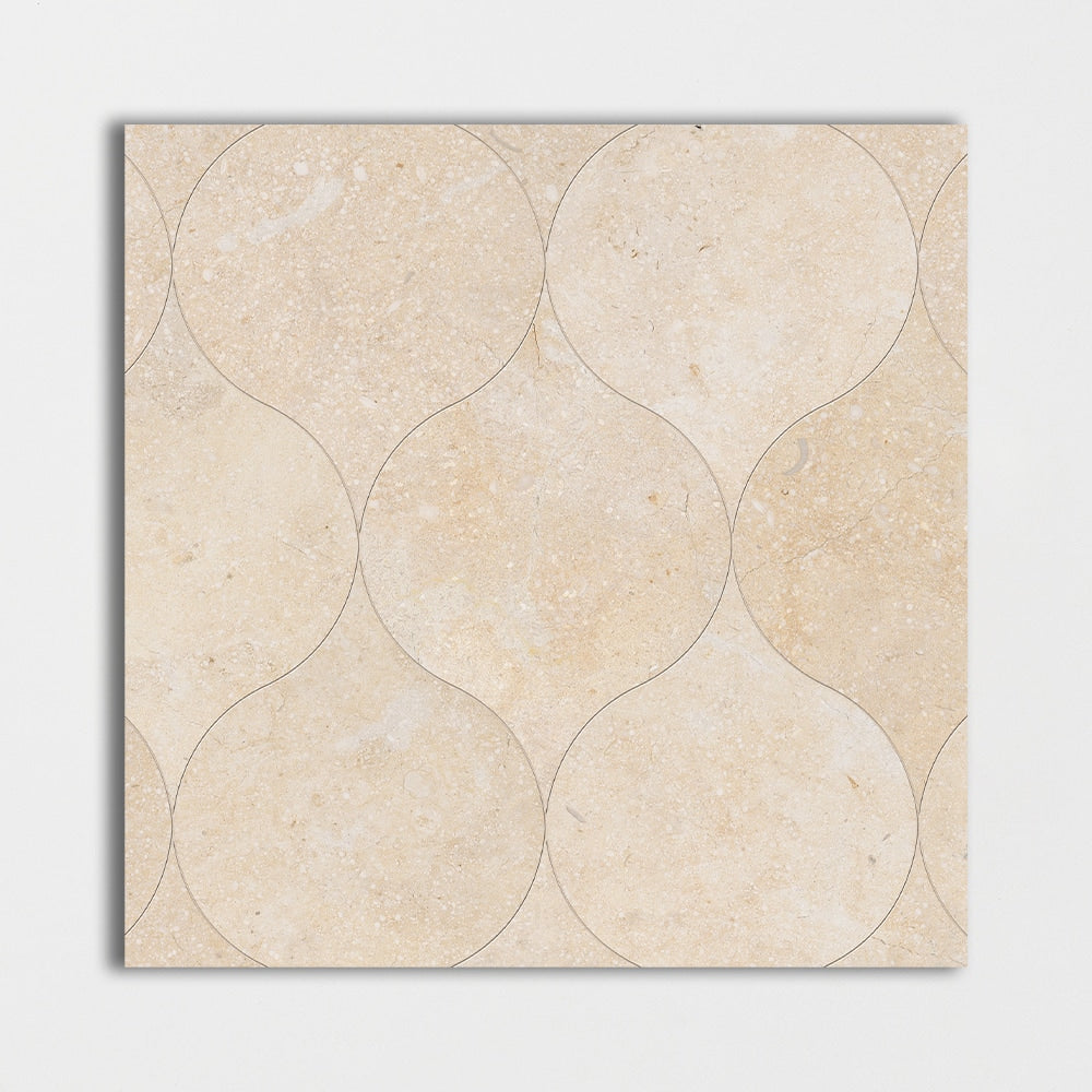Jerusalem Light Honed Winter Leaf Limestone Waterjet Mosaics 4 7/8x6 13/16 Limestone Honed 4x8 Waterjet Mosaics — 2