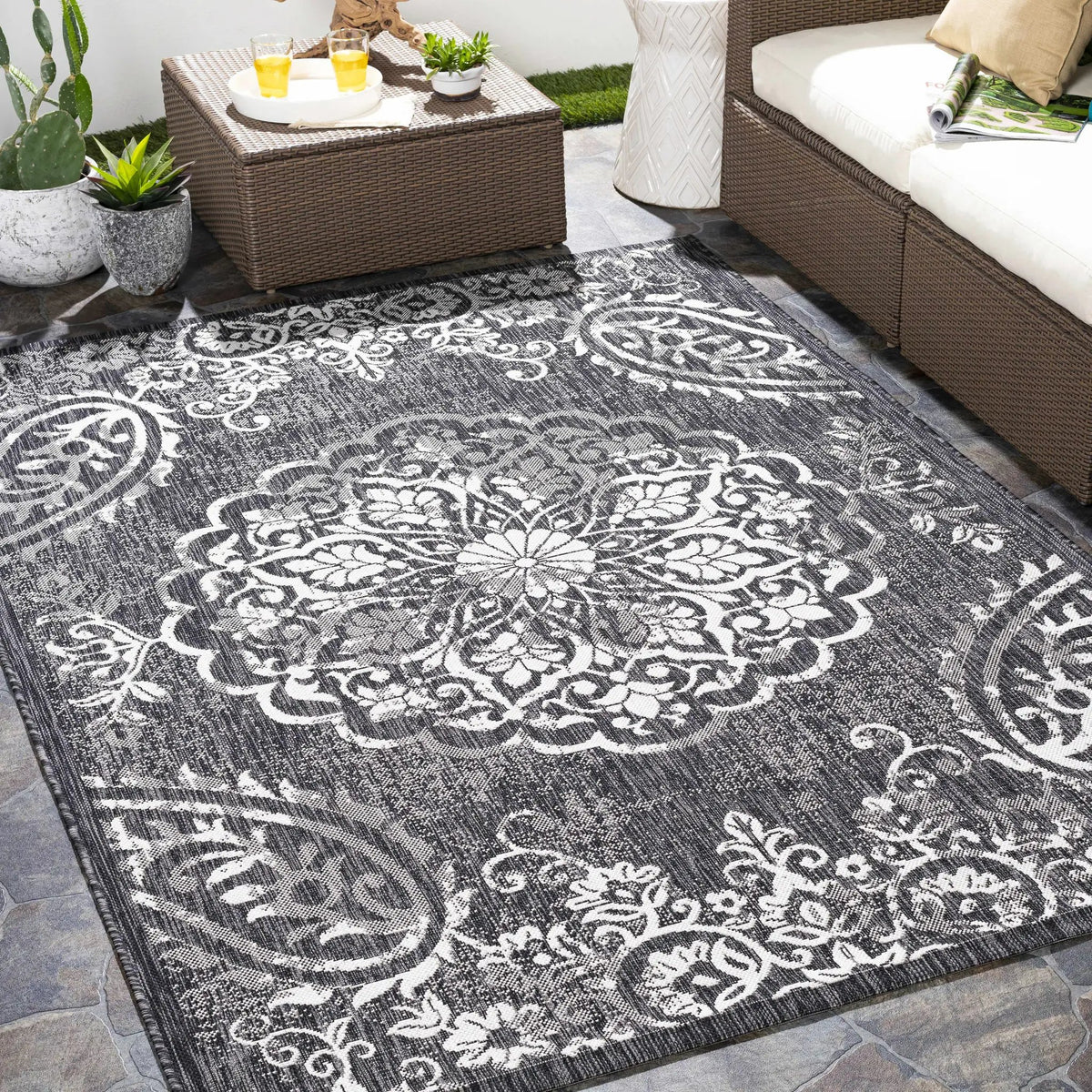 Jesmond Outdoor Area Rug - Clearance, installed in a room