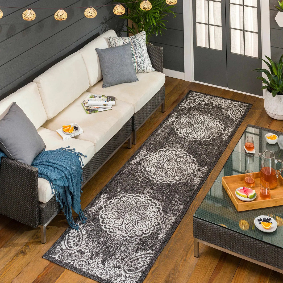 Jesmond Outdoor Area Rug - Clearance, installed in a room 2