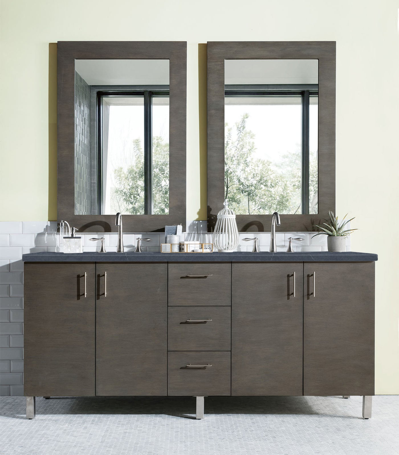 James Martin Metropolitan 72" Dual Mount Double Bathroom Vanity, Silver Oak, view 24