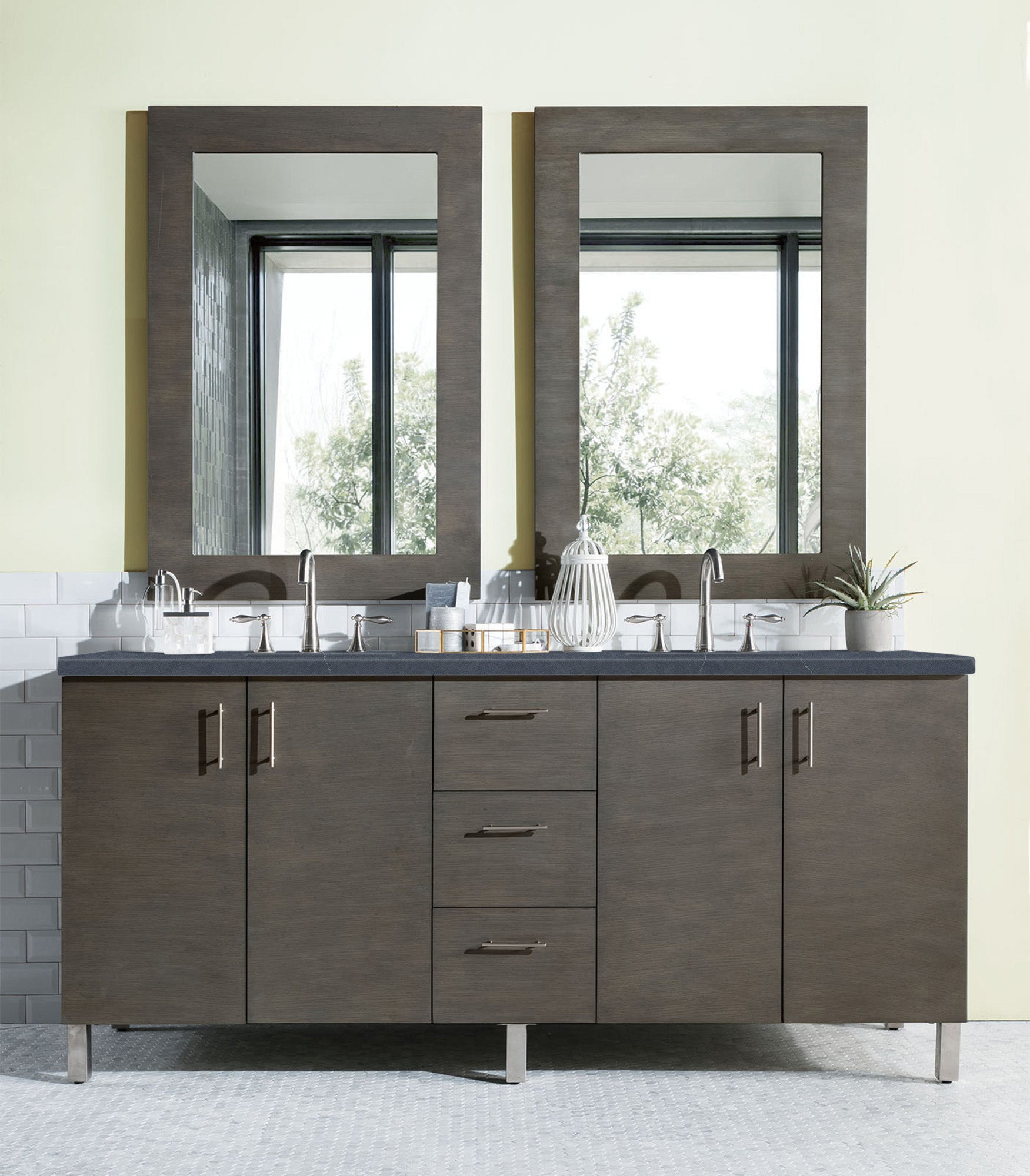 James Martin Metropolitan 72" Dual Mount Double Bathroom Vanity, Silver Oak, view 24