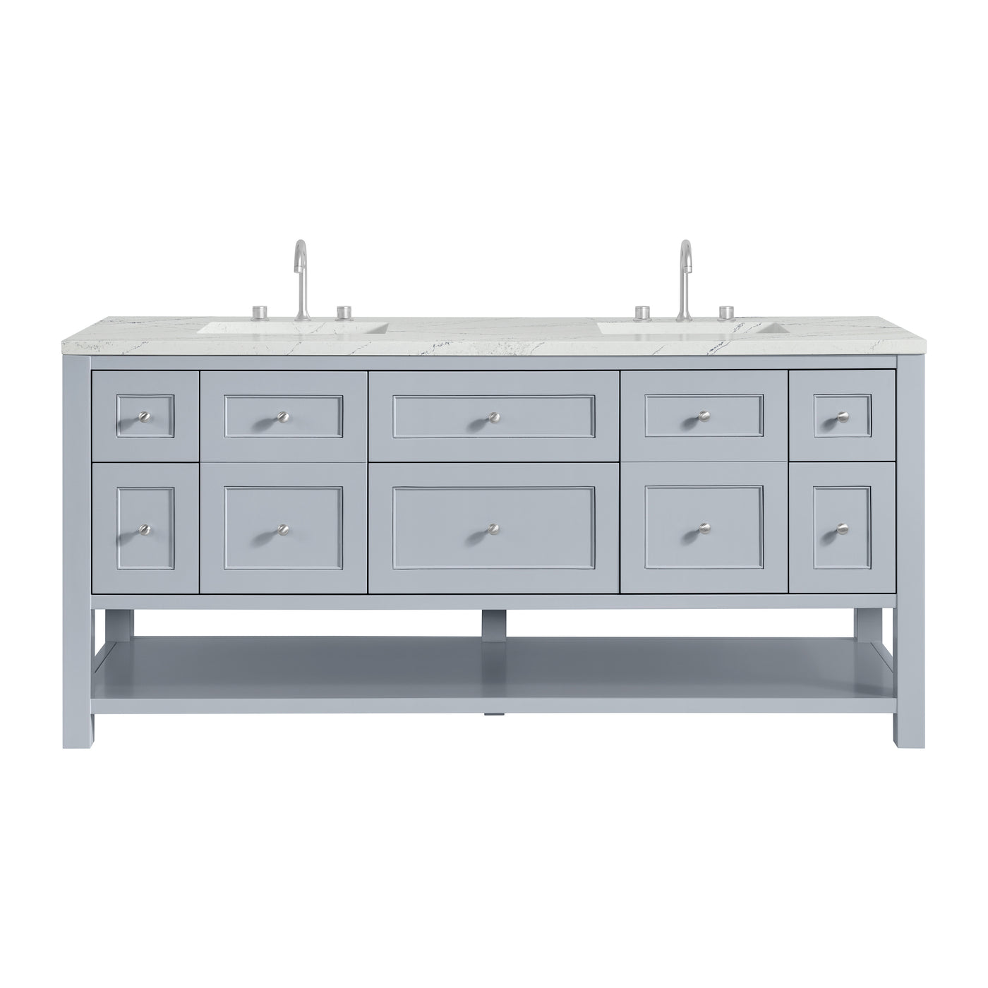 James Martin Breckenridge 72" Double Bathroom Vanity, Serenity Blue with Ethereal Noctis (FreePower) countertop