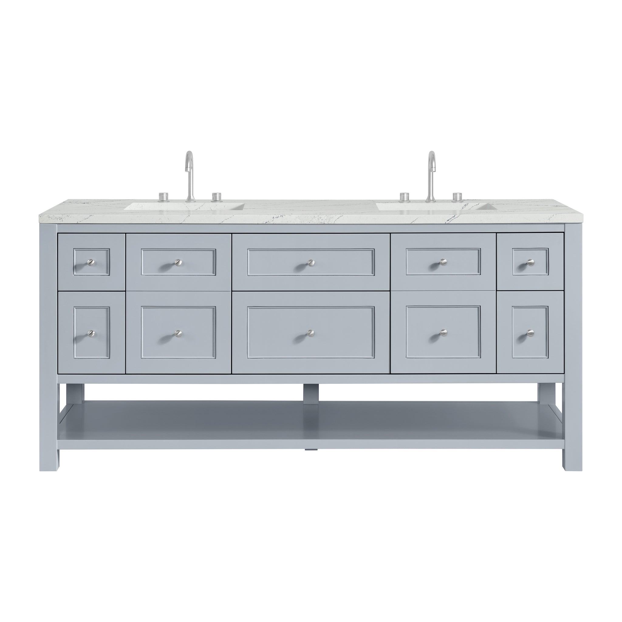 James Martin Breckenridge 72" Double Bathroom Vanity, Serenity Blue with Ethereal Noctis (FreePower) countertop