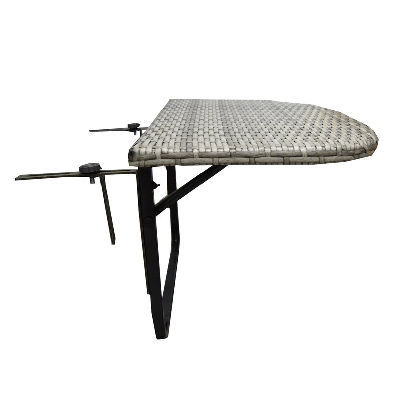 Grey Wicker Foldable Patio Balcony Table with Adjustable Clamps by Sharicks