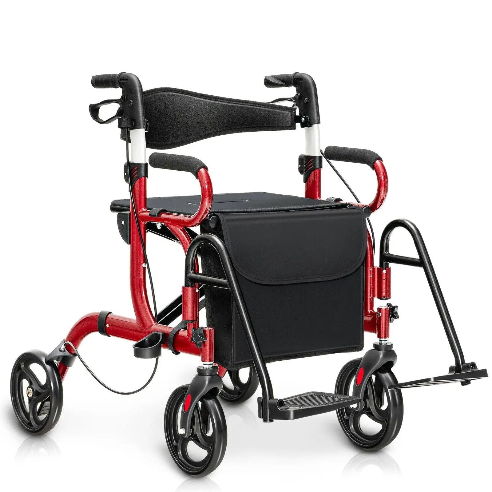Folding Rollator Walker with 8-inch Wheels and Seat by DirectDeals
