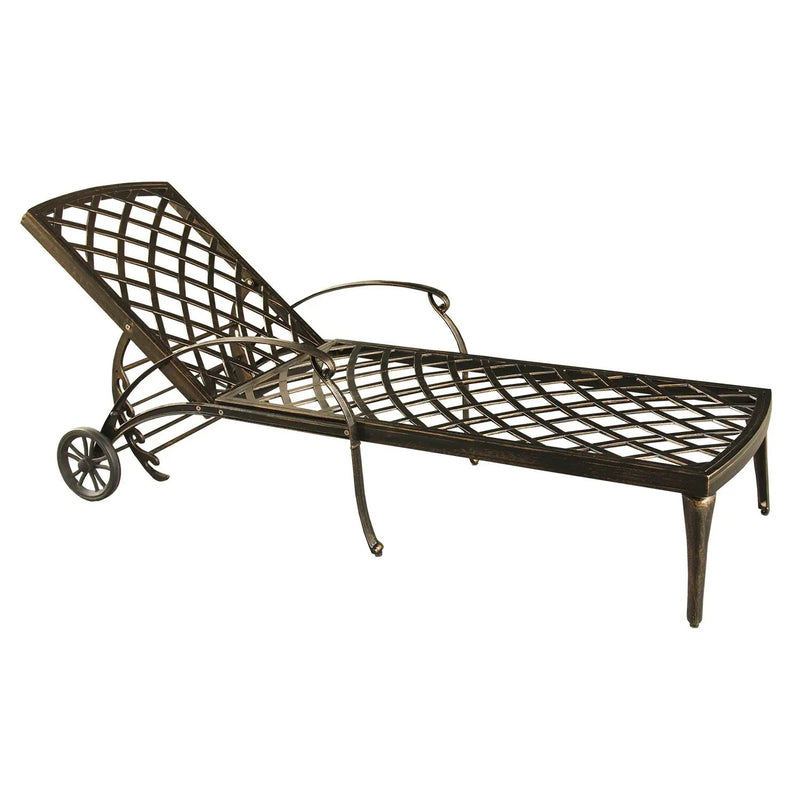 Modern Aluminum Bronze Patio Chaise Lounge with Wheels and Cushion by Sharicks