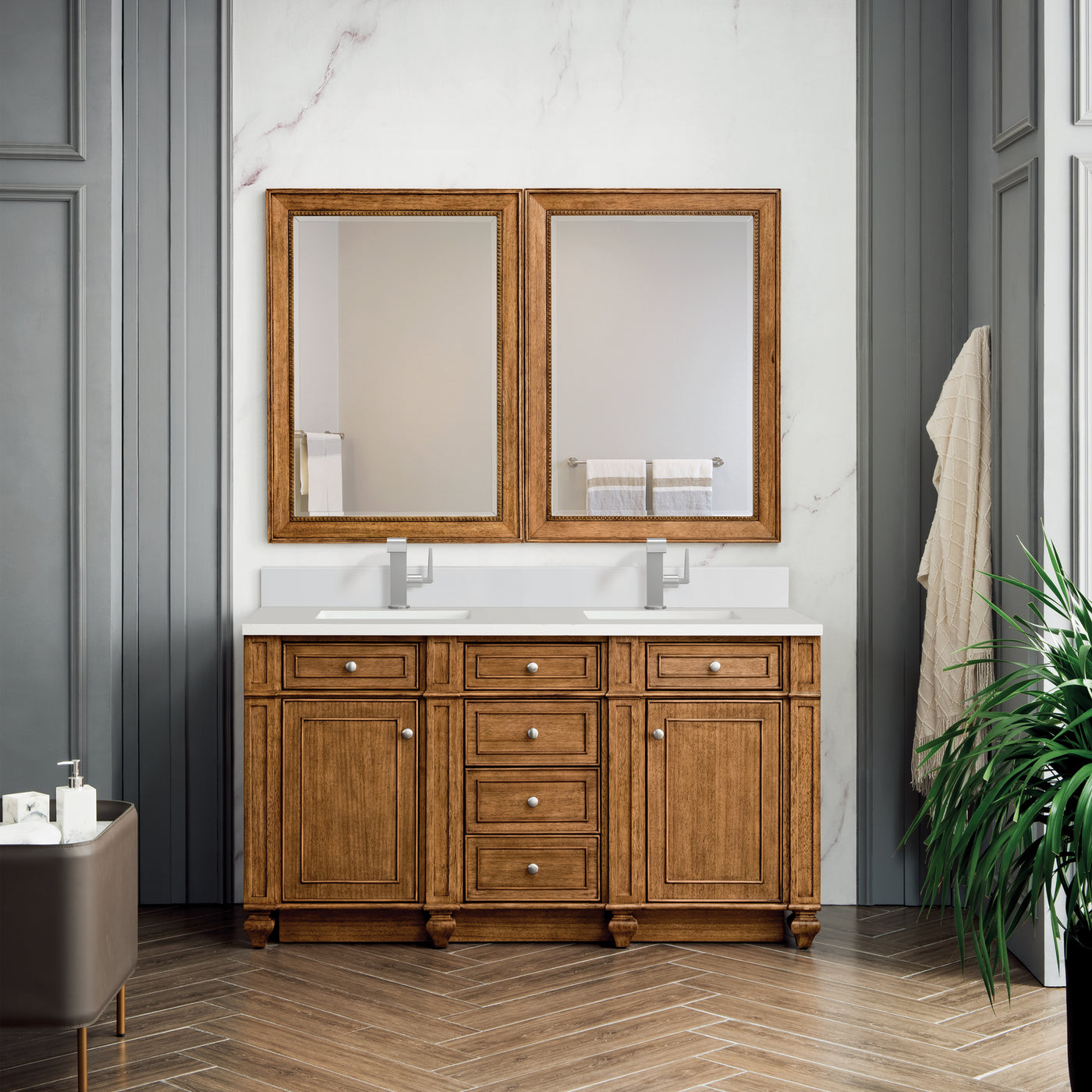 James Martin Bristol 60" Double Bathroom Vanity, Saddle Brown, view 25