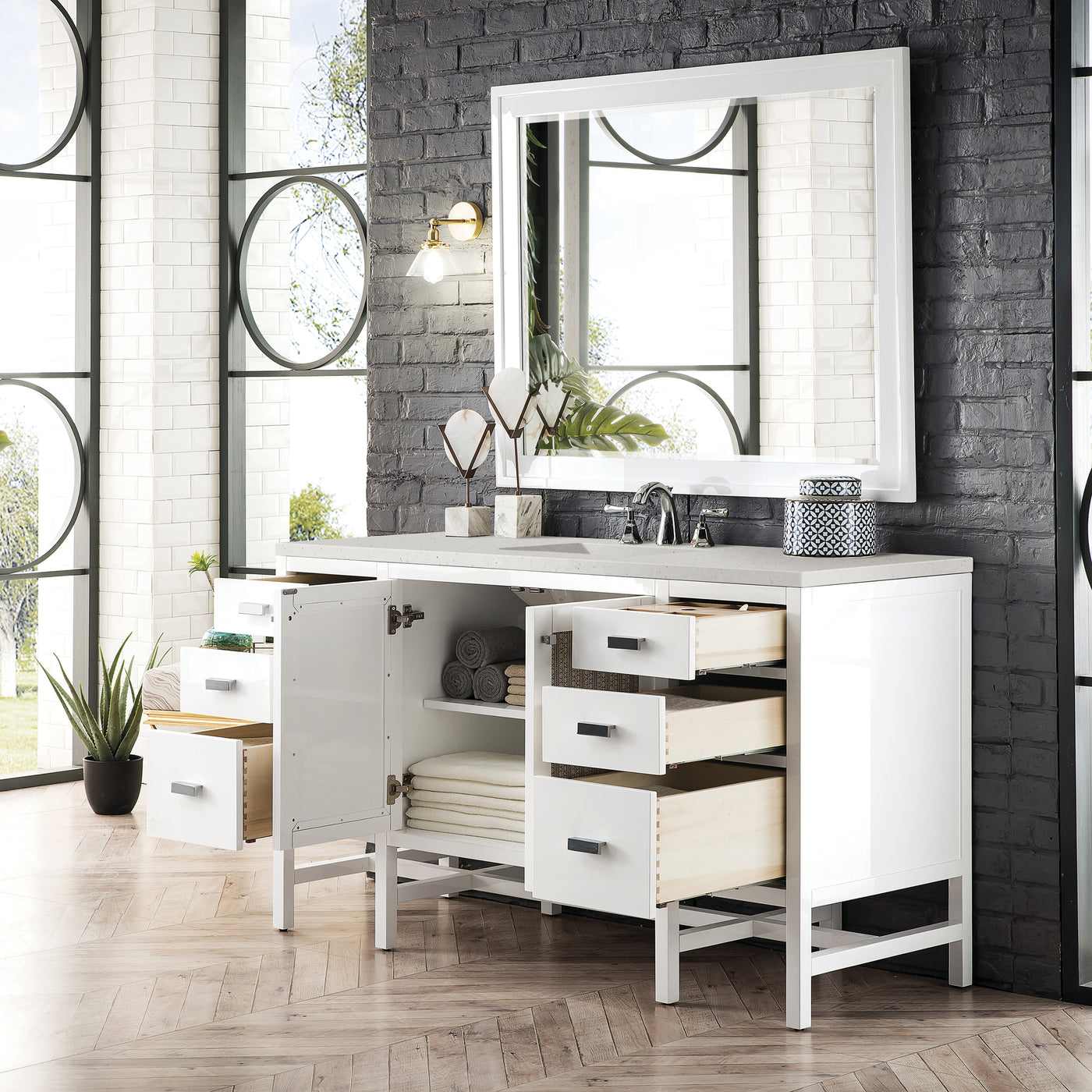 James Martin Addison 60" Single Bathroom Vanity, Glossy White, view 16