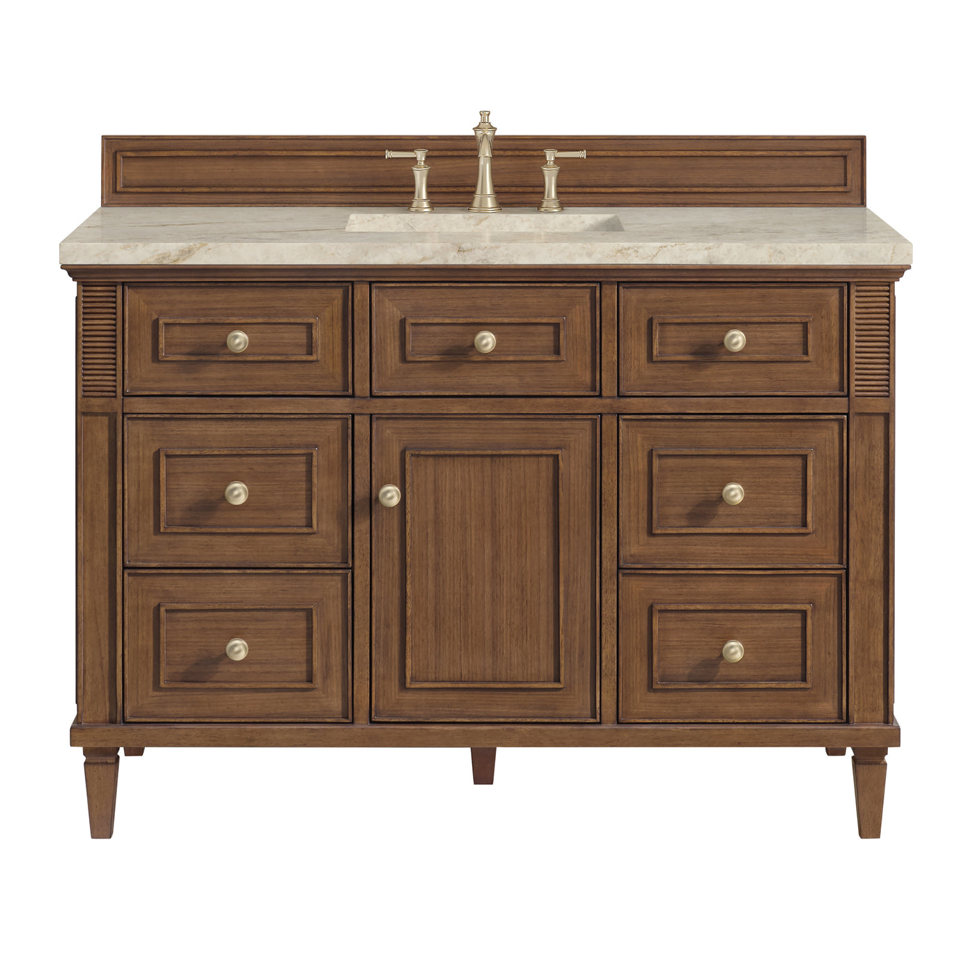 James Martin Lorelai 48" Single Bathroom Vanity, Mid-Century Walnut with Tajnar (FreePower) countertop