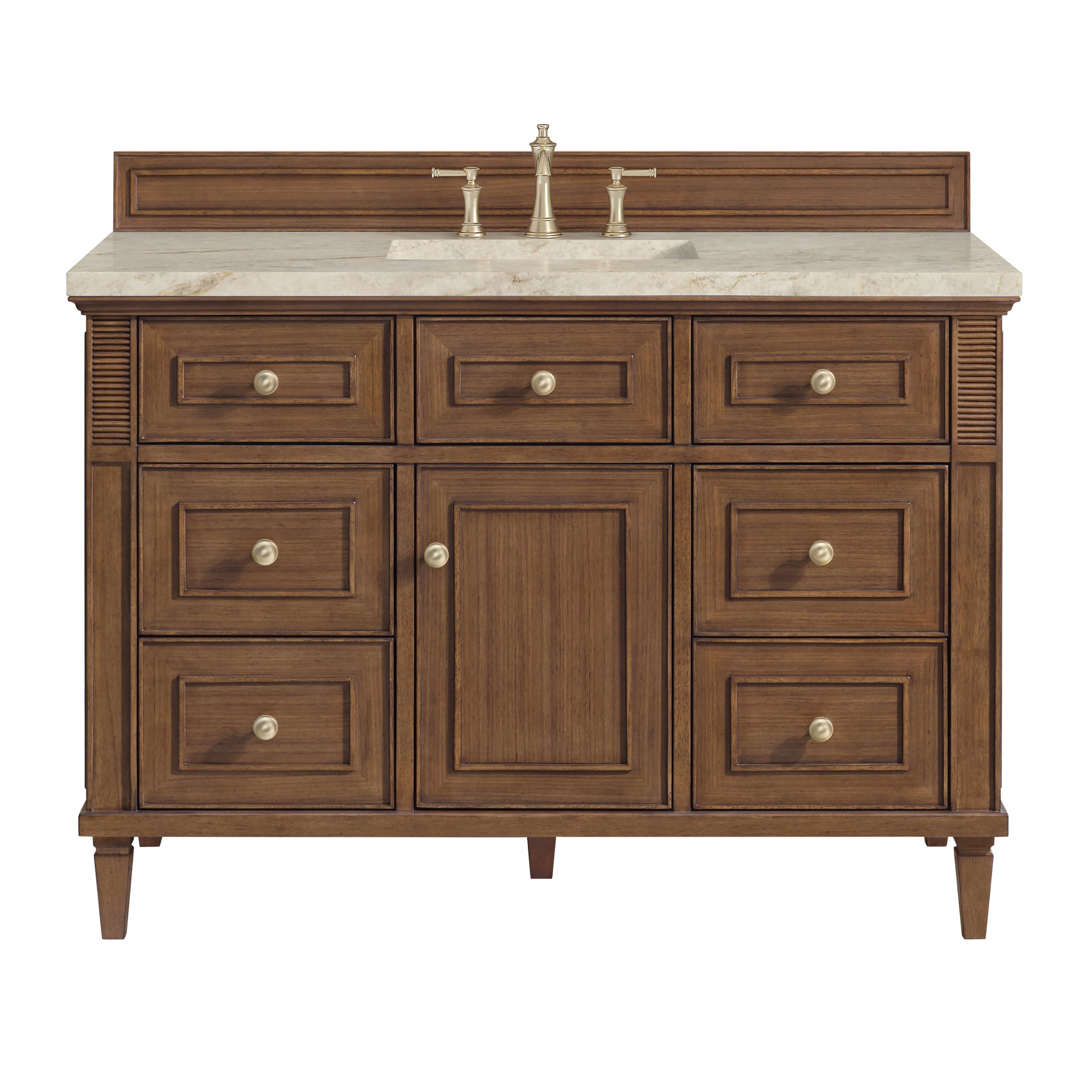 James Martin Lorelai 48" Single Bathroom Vanity, Mid-Century Walnut with Tajnar (FreePower) countertop