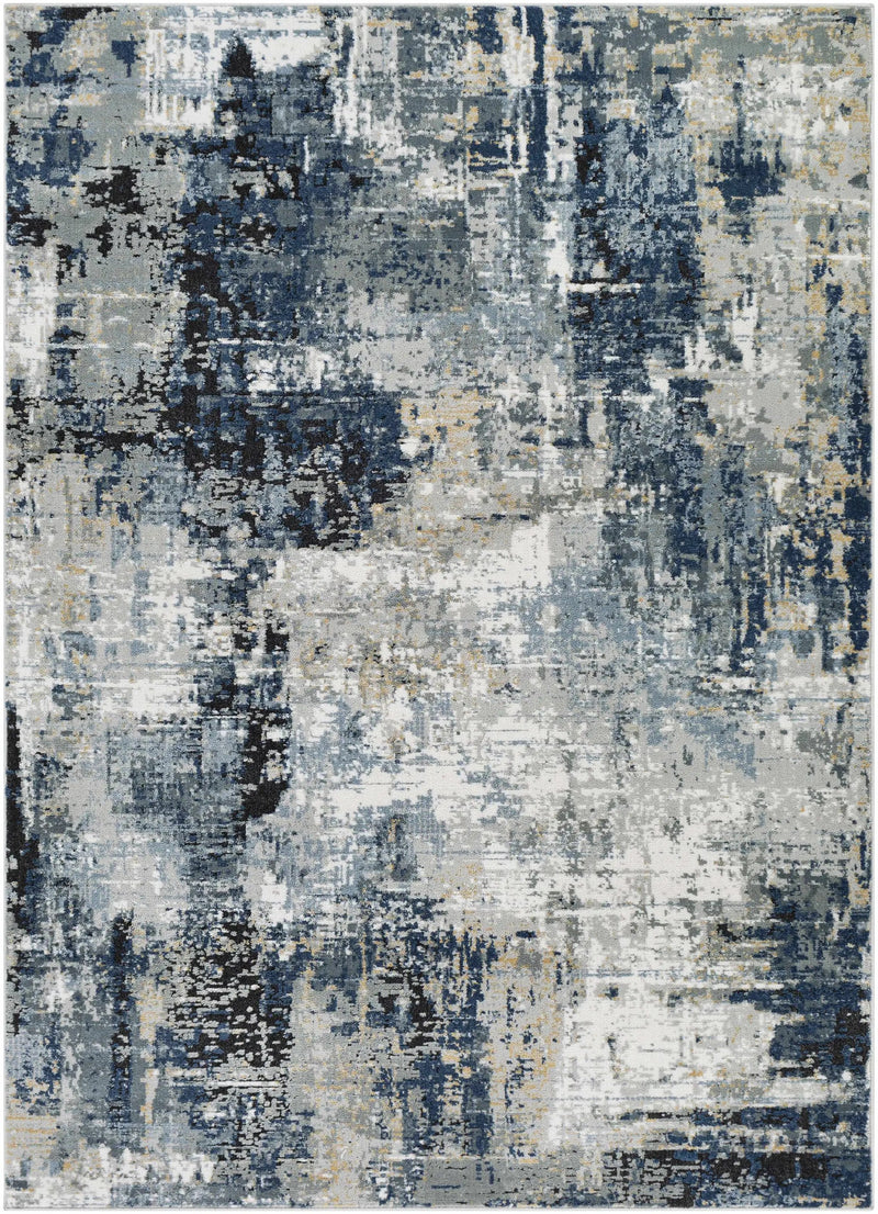 Campsall Gray&Blue Abstract Area Rug by Hauteloom