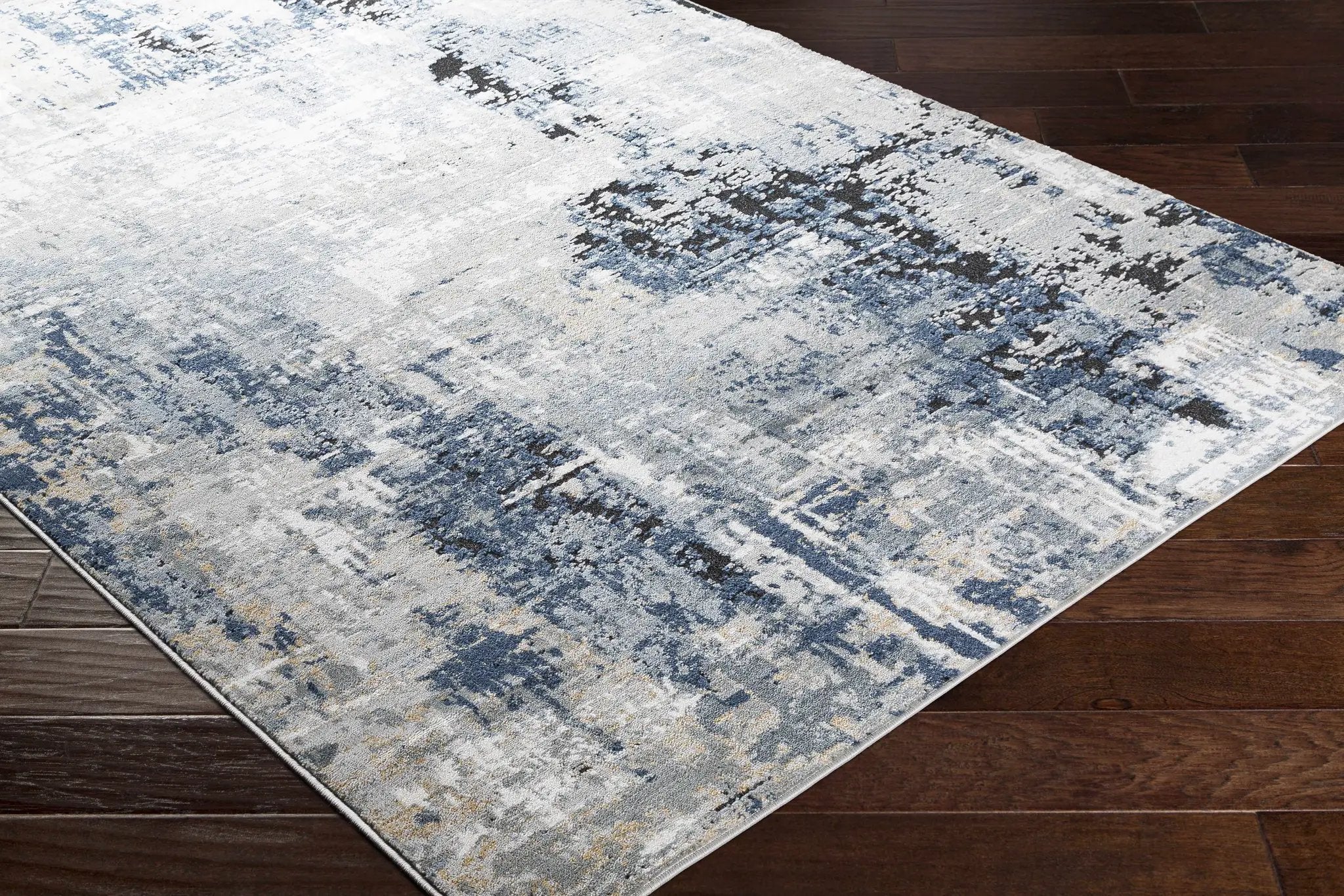 Campsall Gray&Blue Abstract Area Rug by Hauteloom