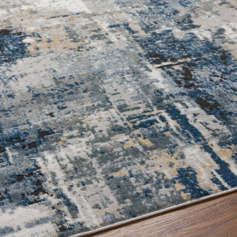 Campsall Gray&Blue Abstract Area Rug by Hauteloom