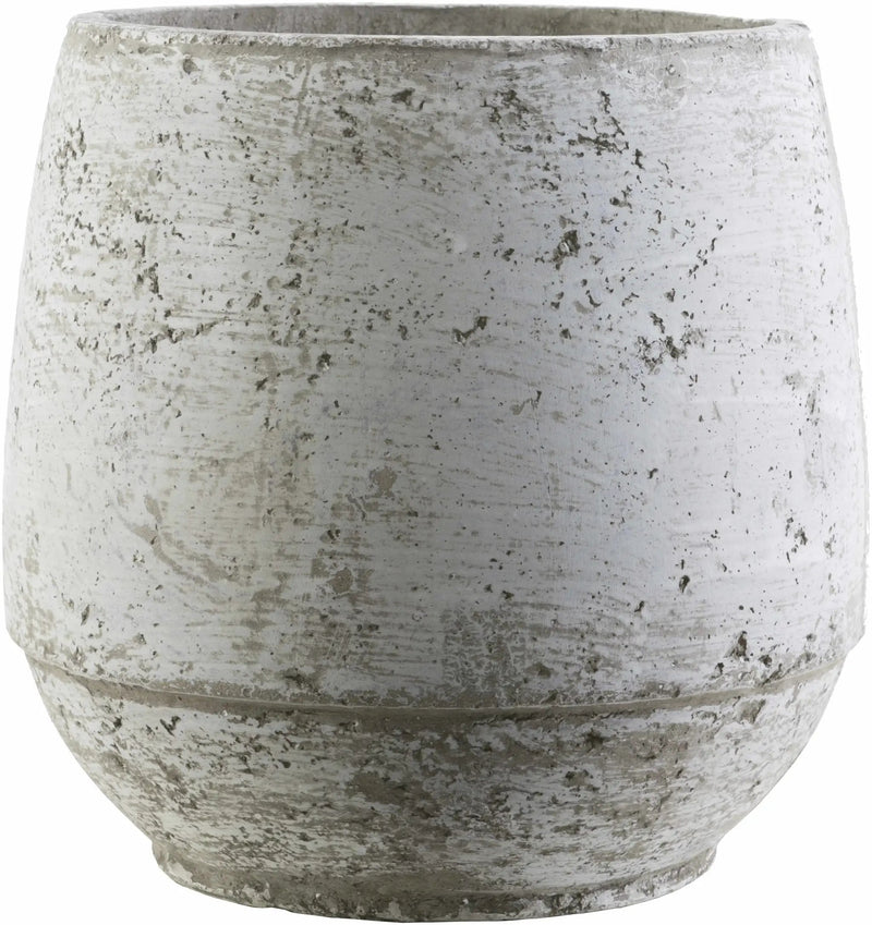 Janamuato White Geometric Cement Outdoor Planter by Boutique Rugs