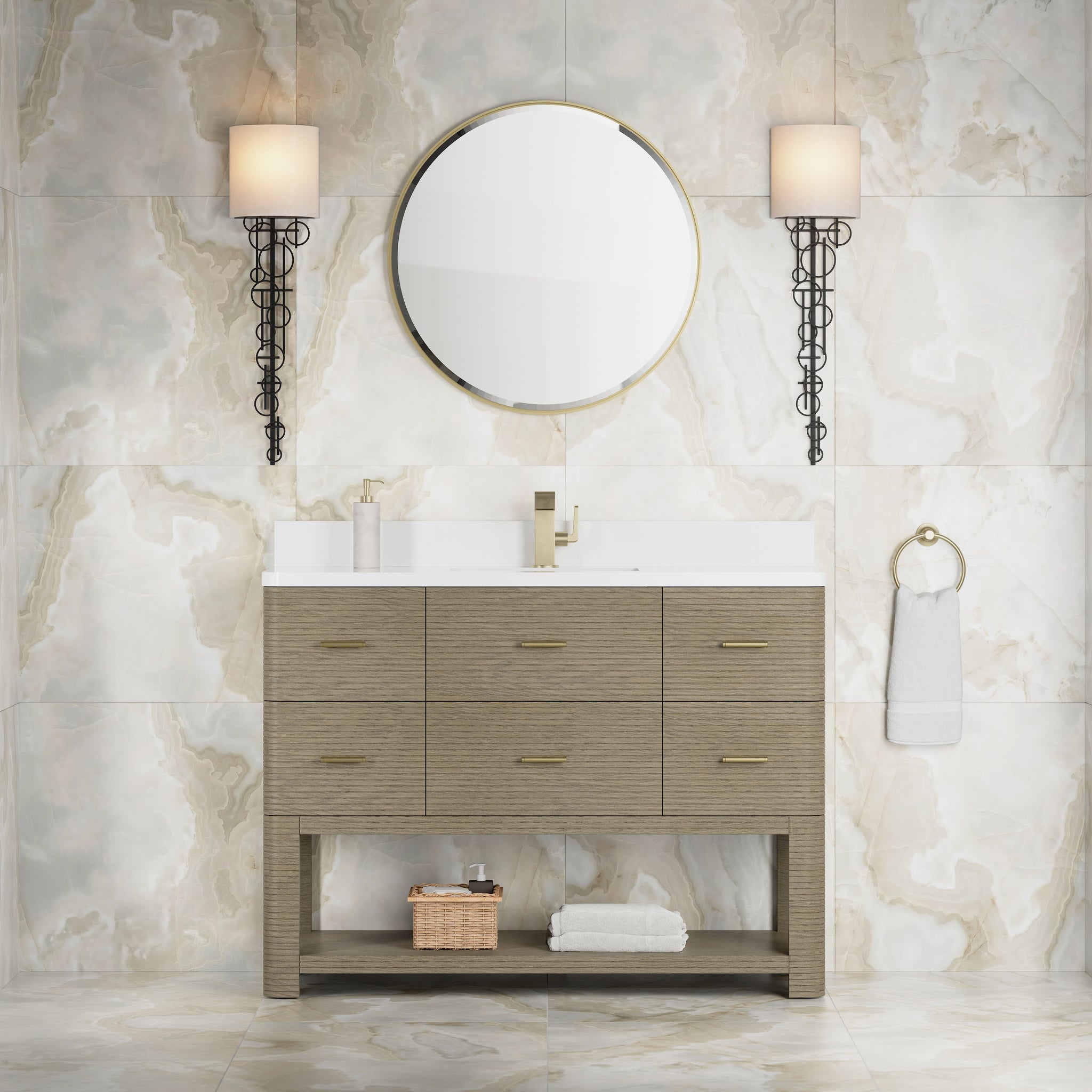 James Martin Lucian 48" Single Bathroom Vanity, Pebble Oak, view 19