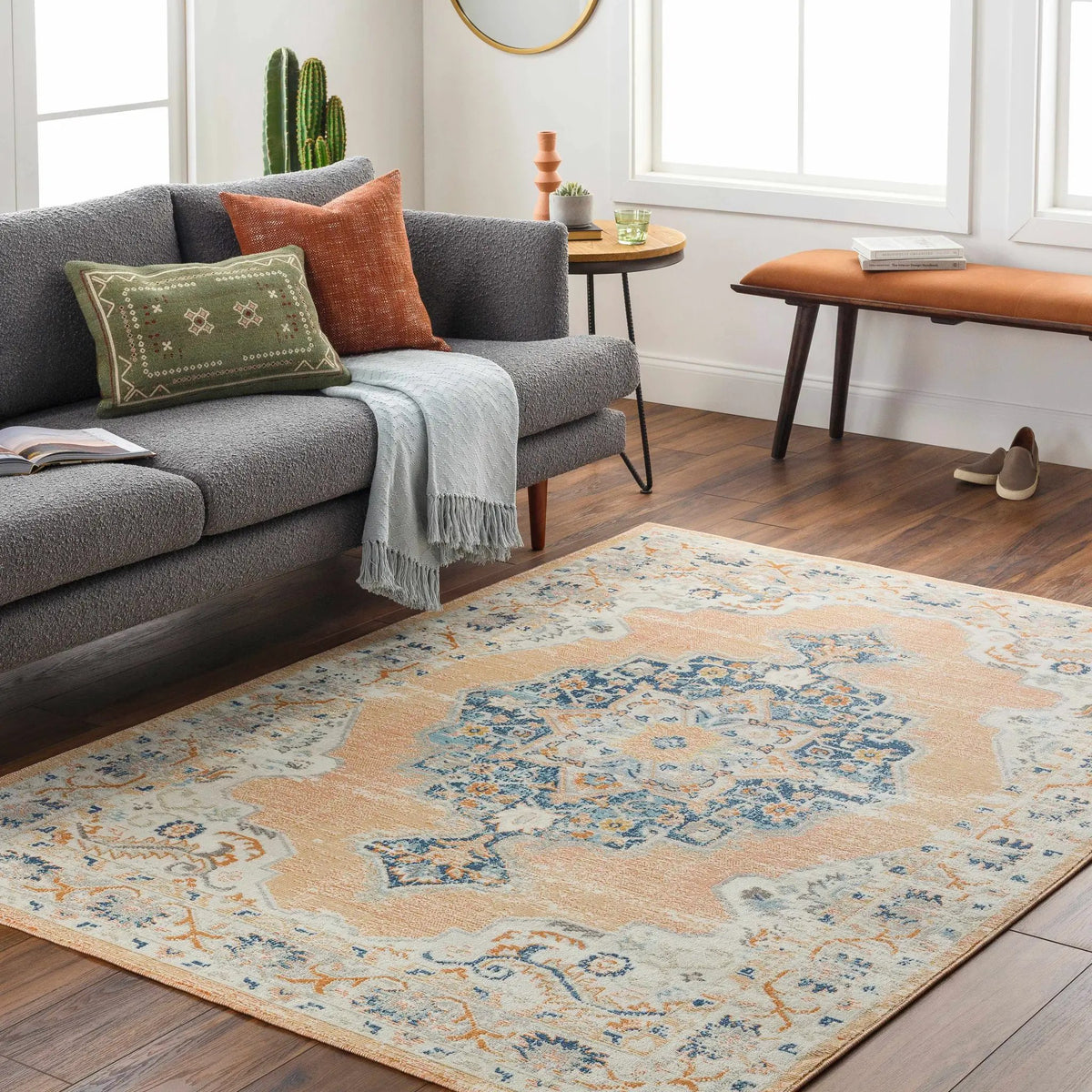 Joji Peach Outdoor Area Rug - Clearance, installed in a room
