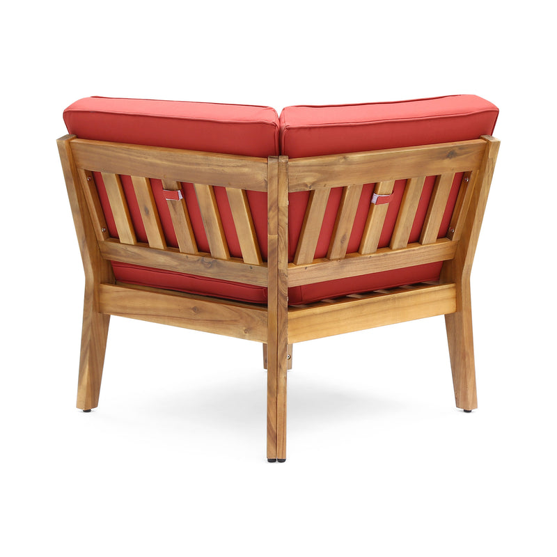 Grenada 8 Seater Acacia Wood Sectional Sofa Set, Teak + Red by HouseOfZazla