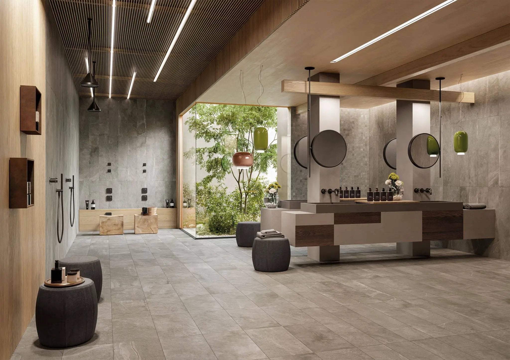 Journey Modern Grey Anti-Slip Grip Stone Look Porcelain Tiles 12x24 by landmarkceramics